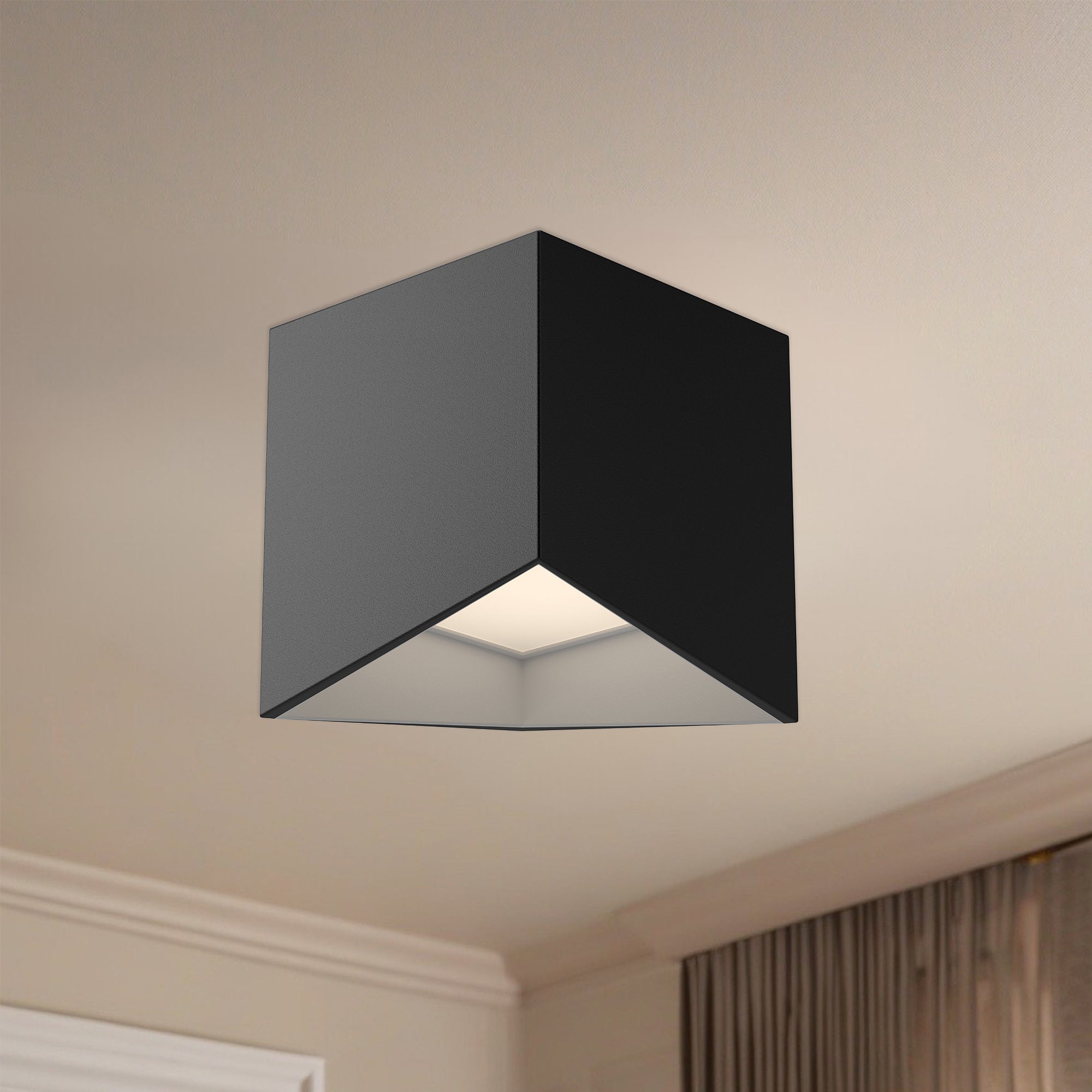 Cubix 5-in Black/White LED Flush Mount