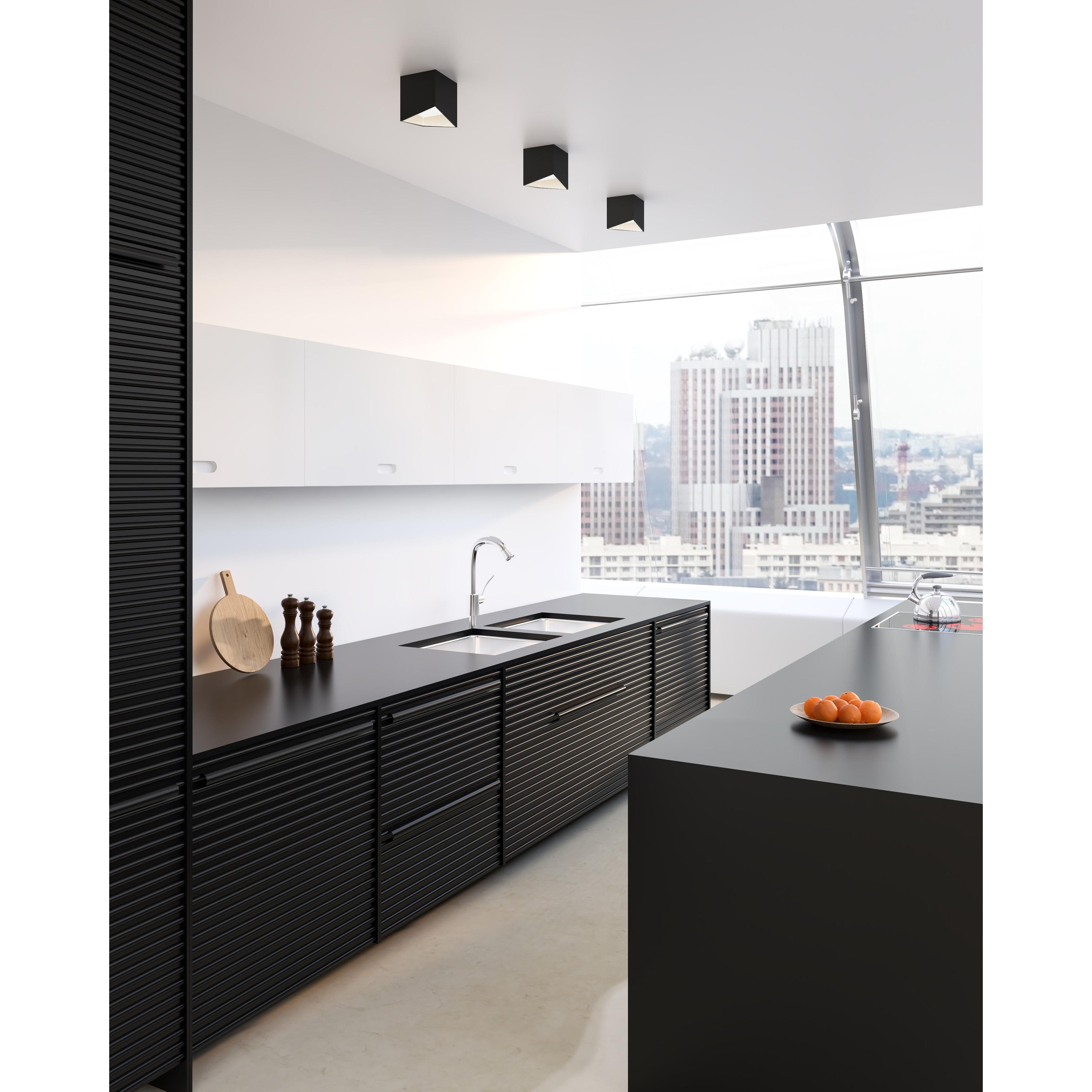 Cubix 5-in Black/White LED Flush Mount