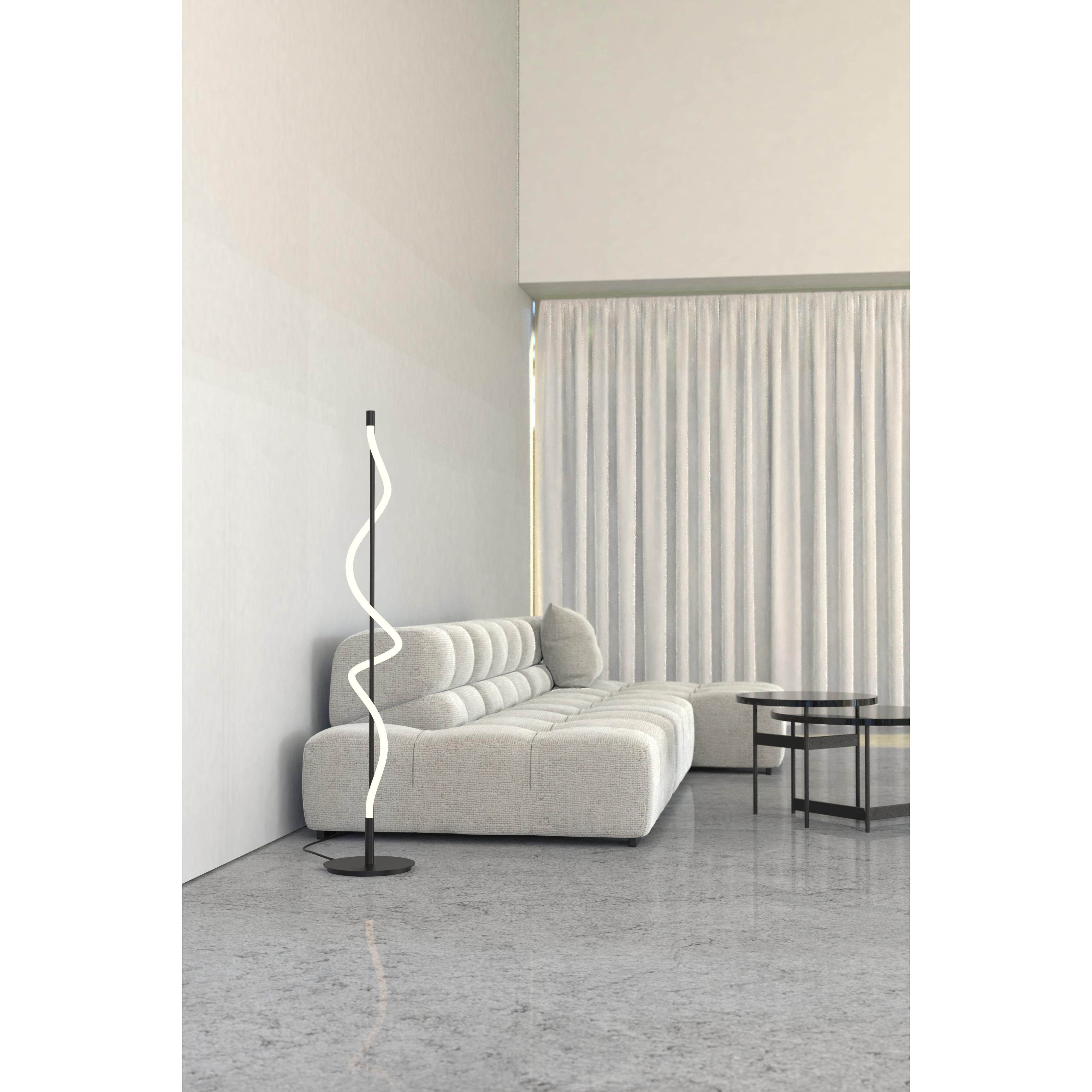 Cursive 12-in Black LED Floor Lamp