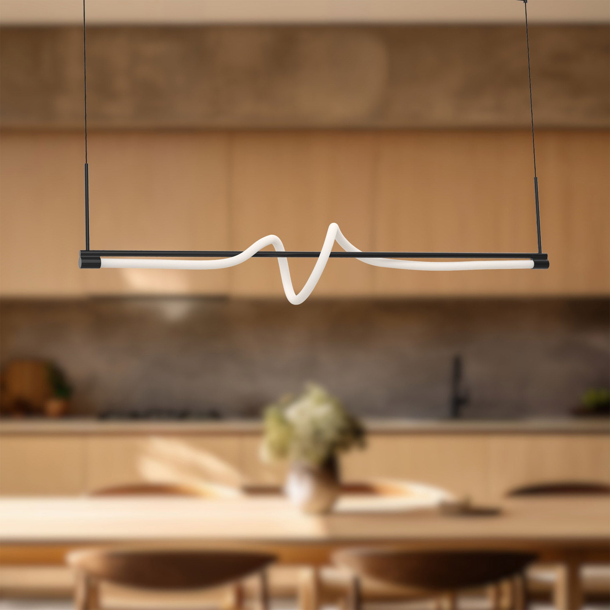 Cursive 54-in Black LED Linear Pendant