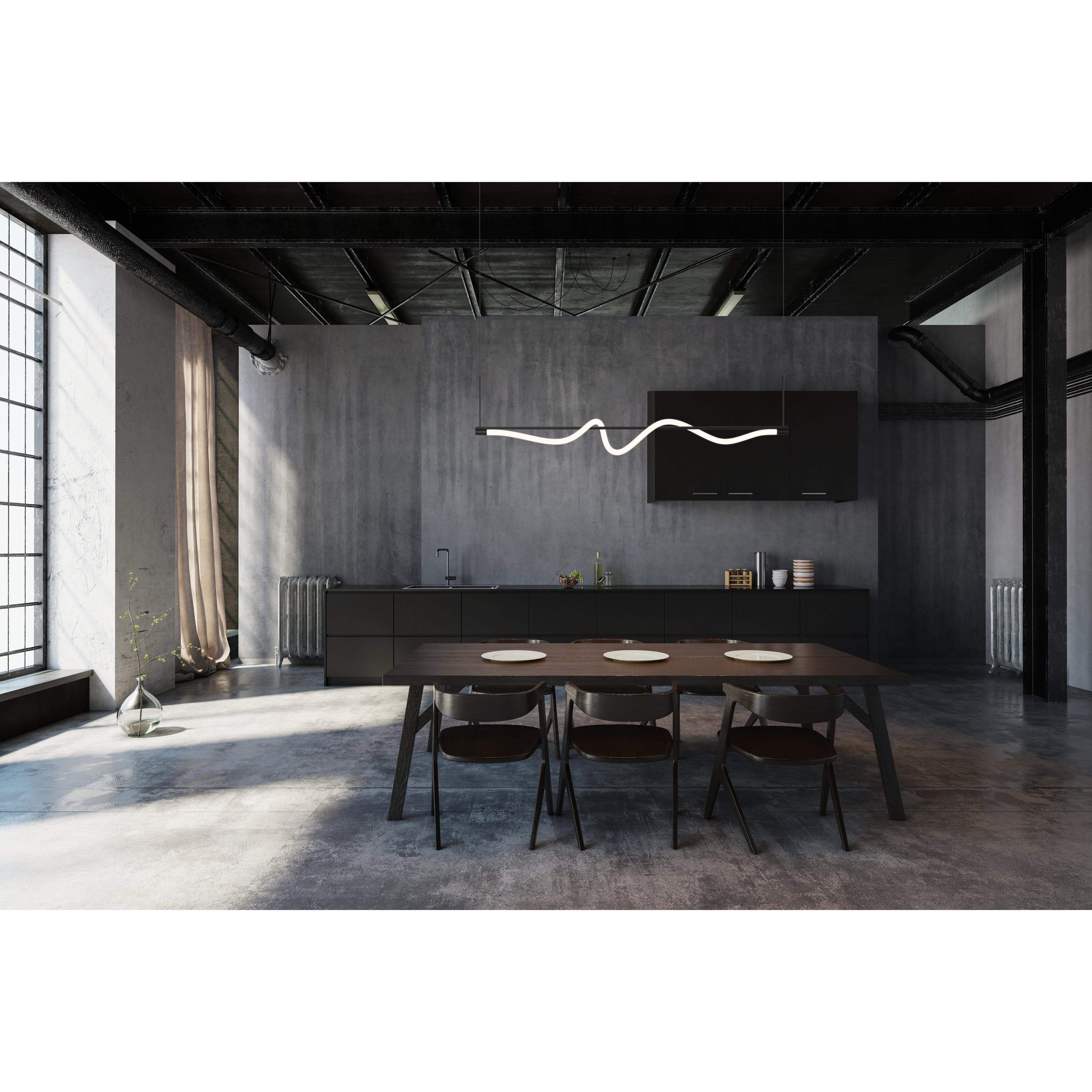 Cursive 54-in Black LED Linear Pendant