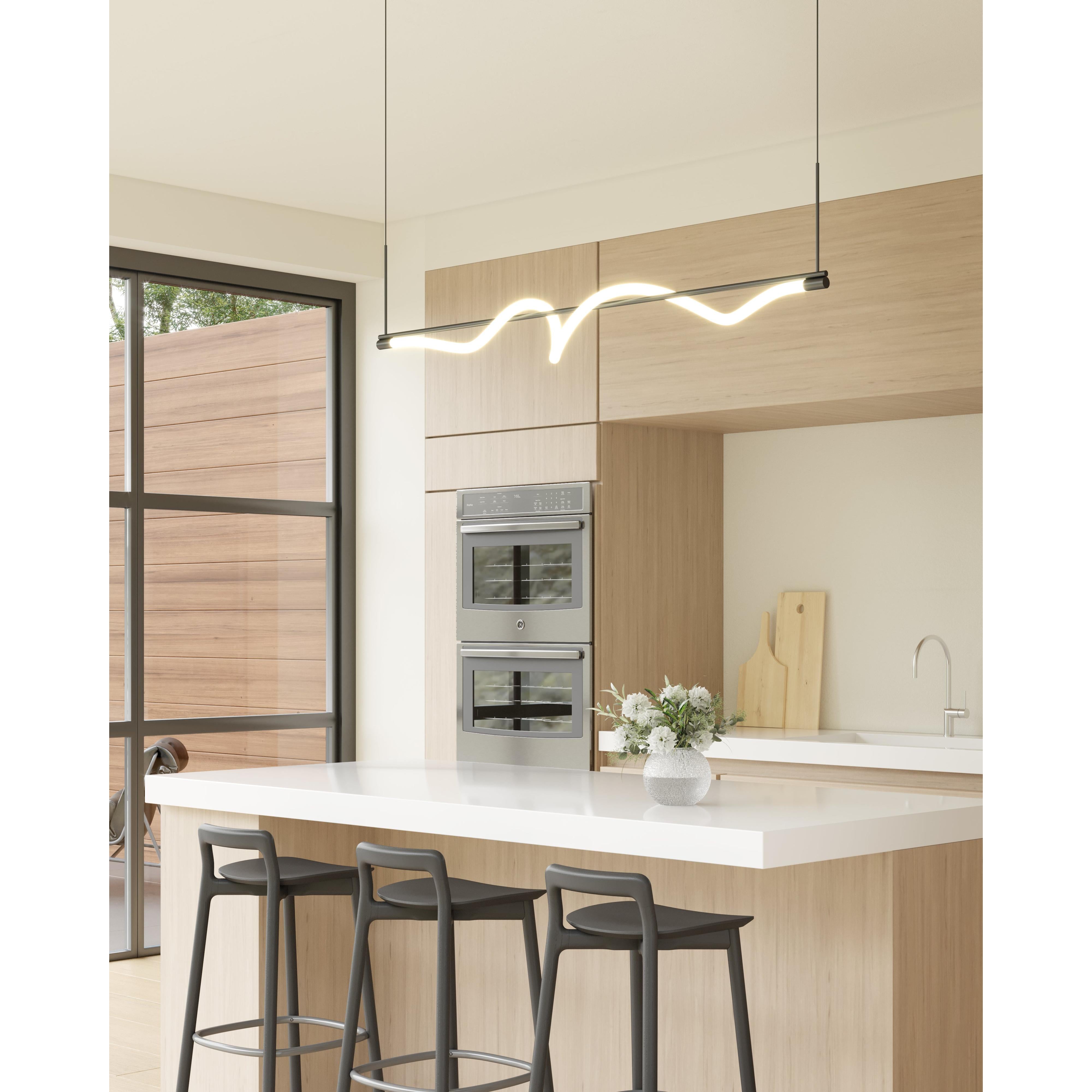 Cursive 54-in Black LED Linear Pendant