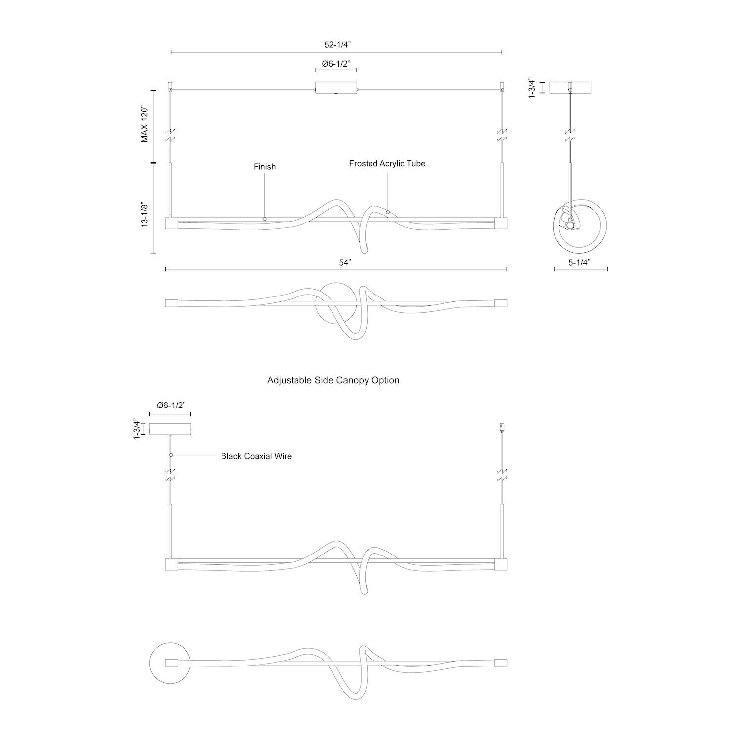 Cursive 54-in Black LED Linear Pendant