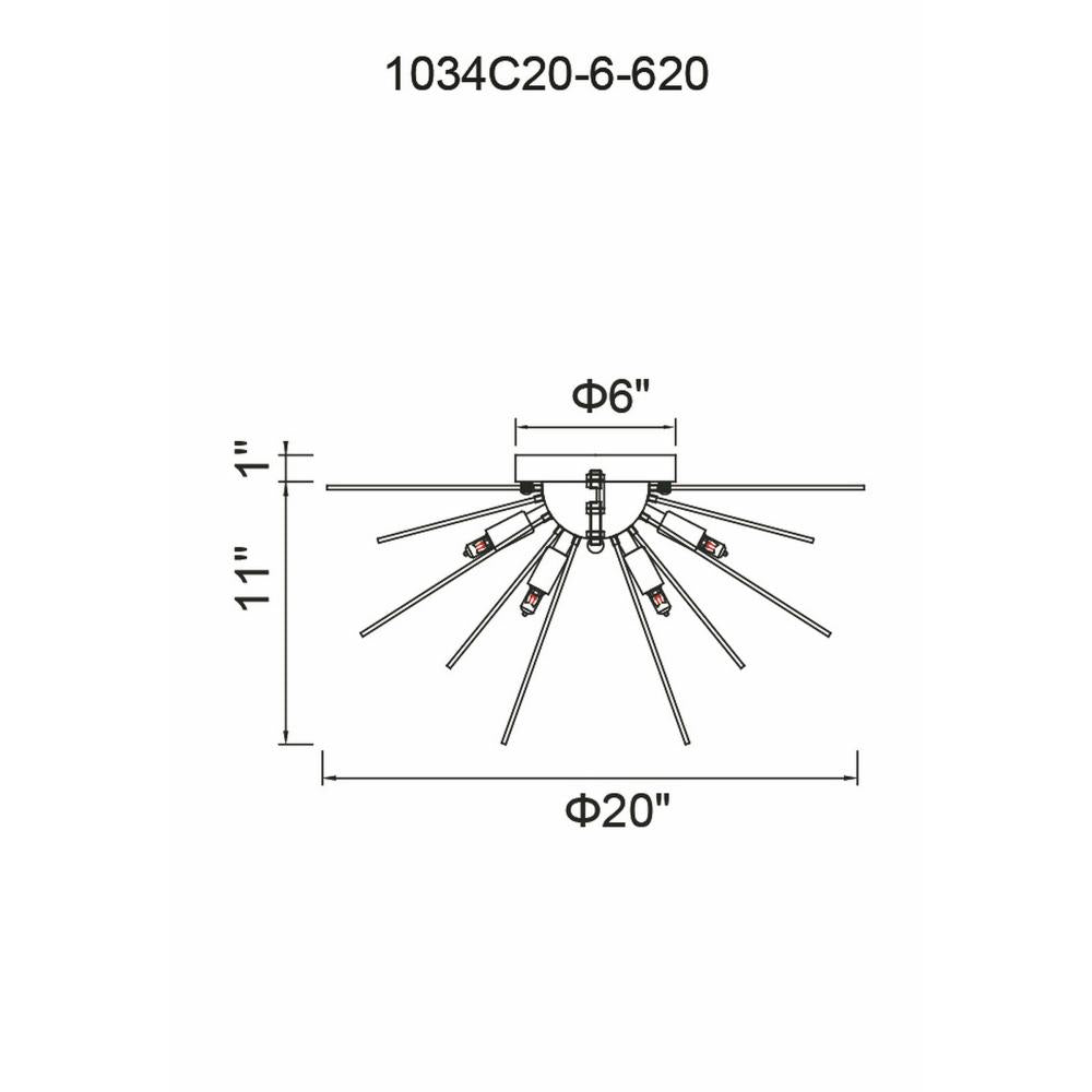 CWI Lighting 1034C20-6-620 Flush Mount Contemporary - Gold