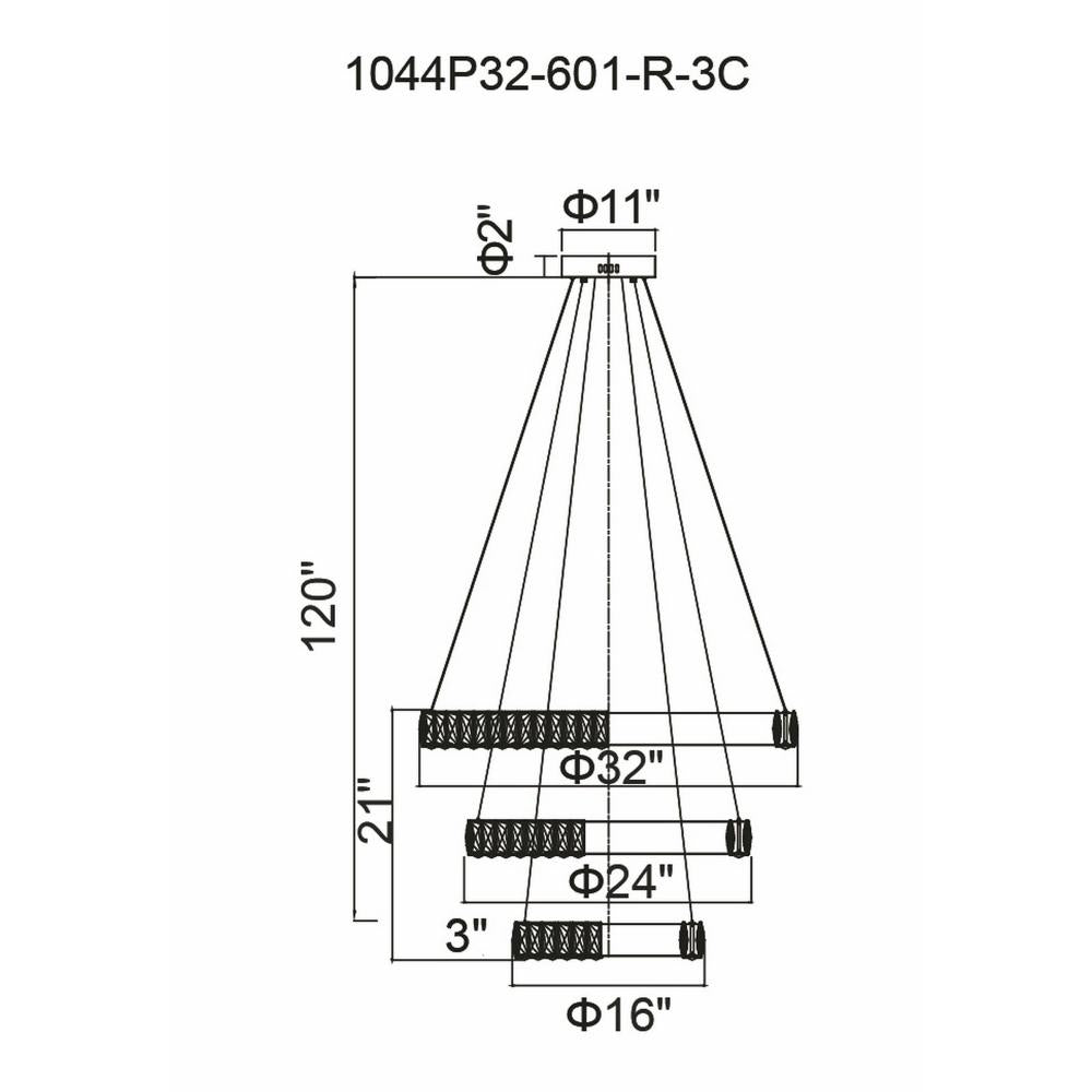 CWI Lighting 1044P32-601-R-3C Chandelier Contemporary - Chrome