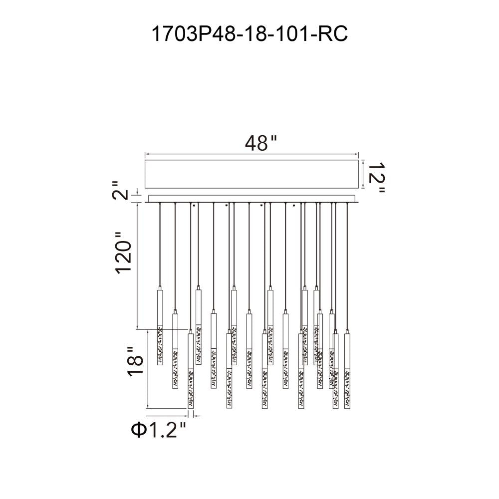 CWI Lighting 1703P48-18-101-RC Chandelier - Black