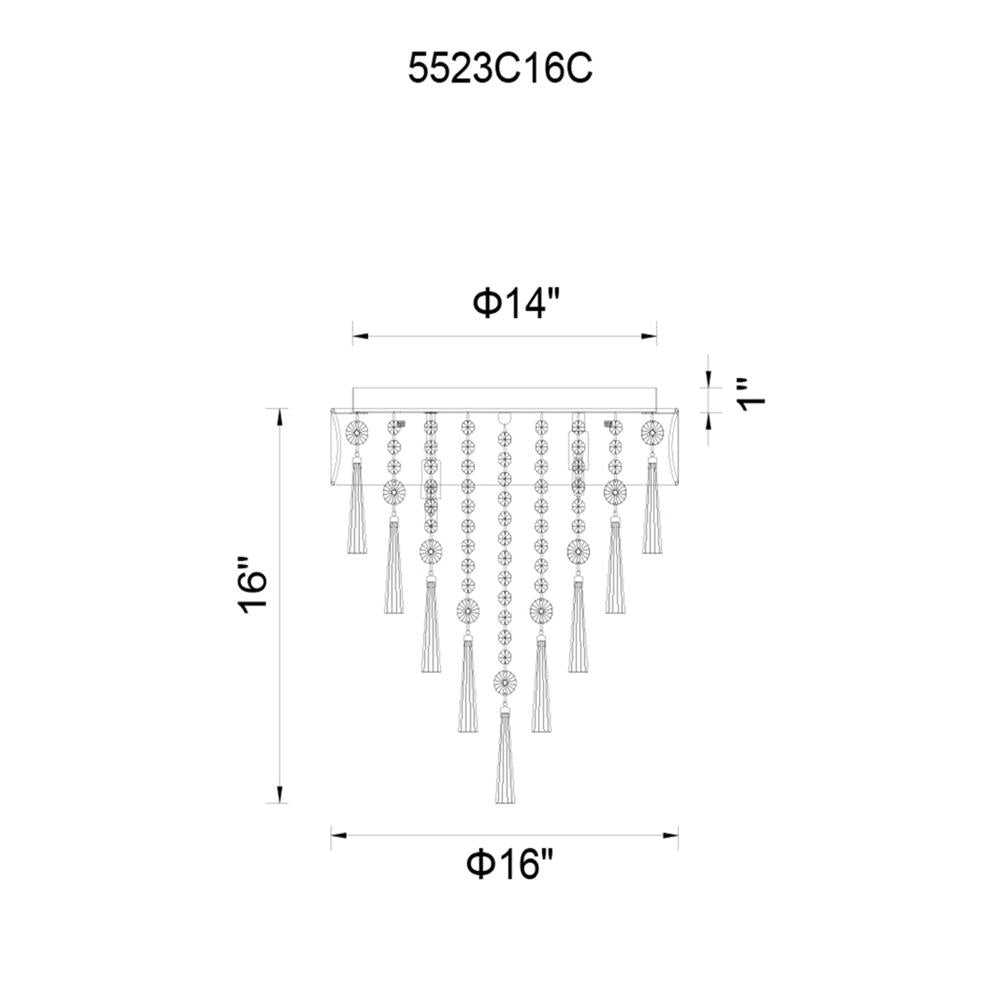 CWI Lighting 5523C16C (OFF WHITE) Flush Mount Crystal - Chrome