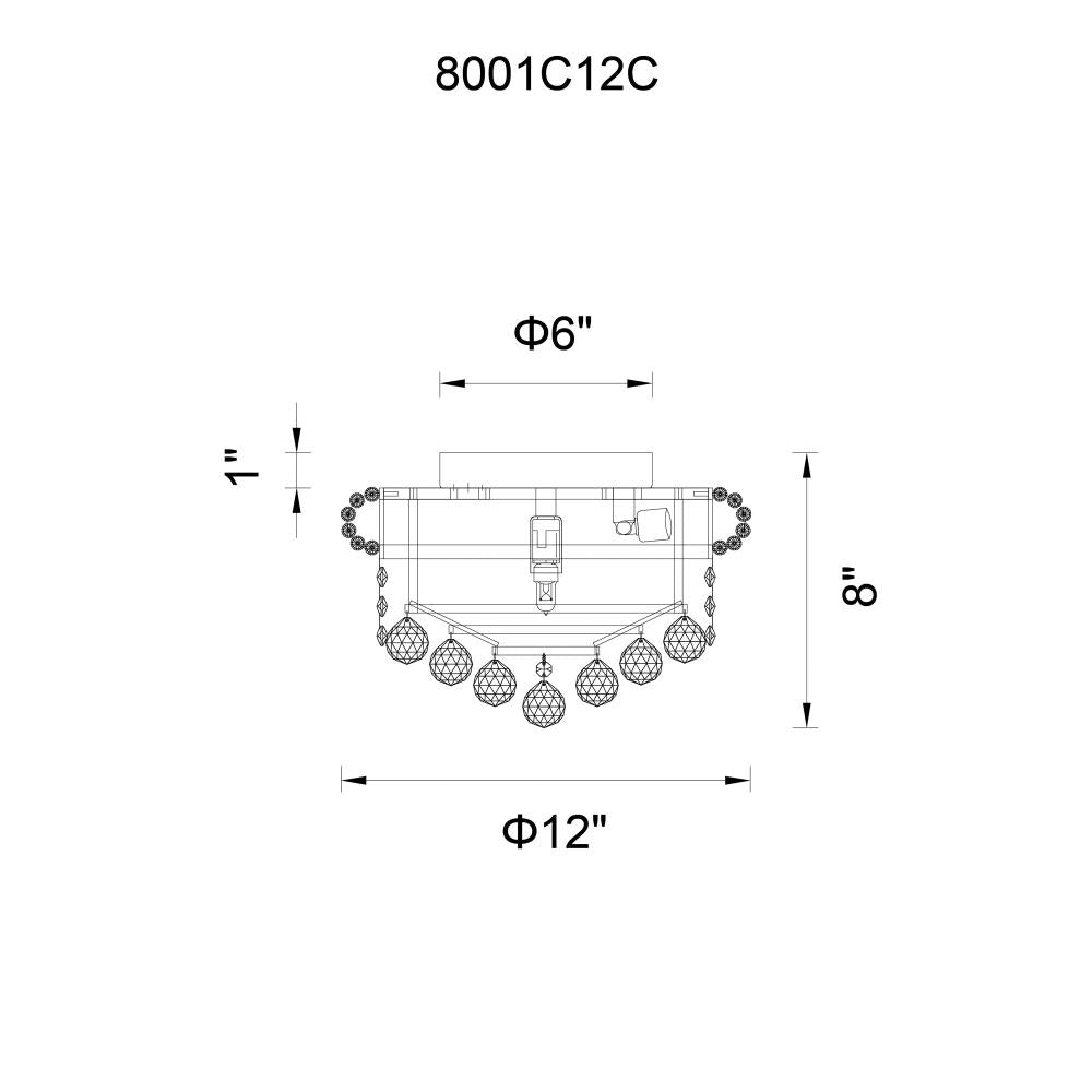 CWI Lighting 8001C12G Flush Mount Crystal - Gold