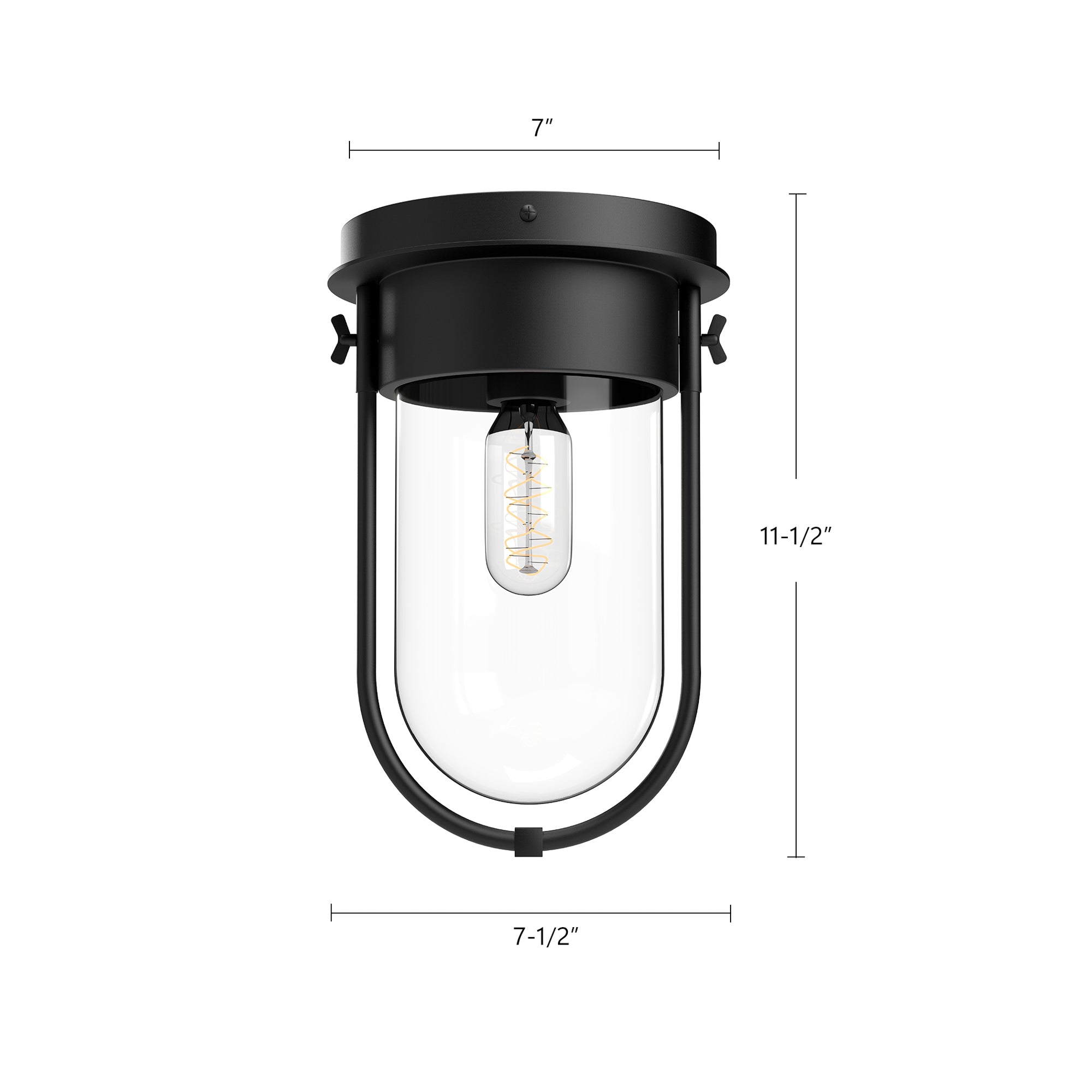 Cyrus 8-in Clear Glass/Matte Black 1 Light Flush Mount