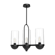 Cyrus 24-in Clear Glass/Matte Black 3 Lights Linear Pendant