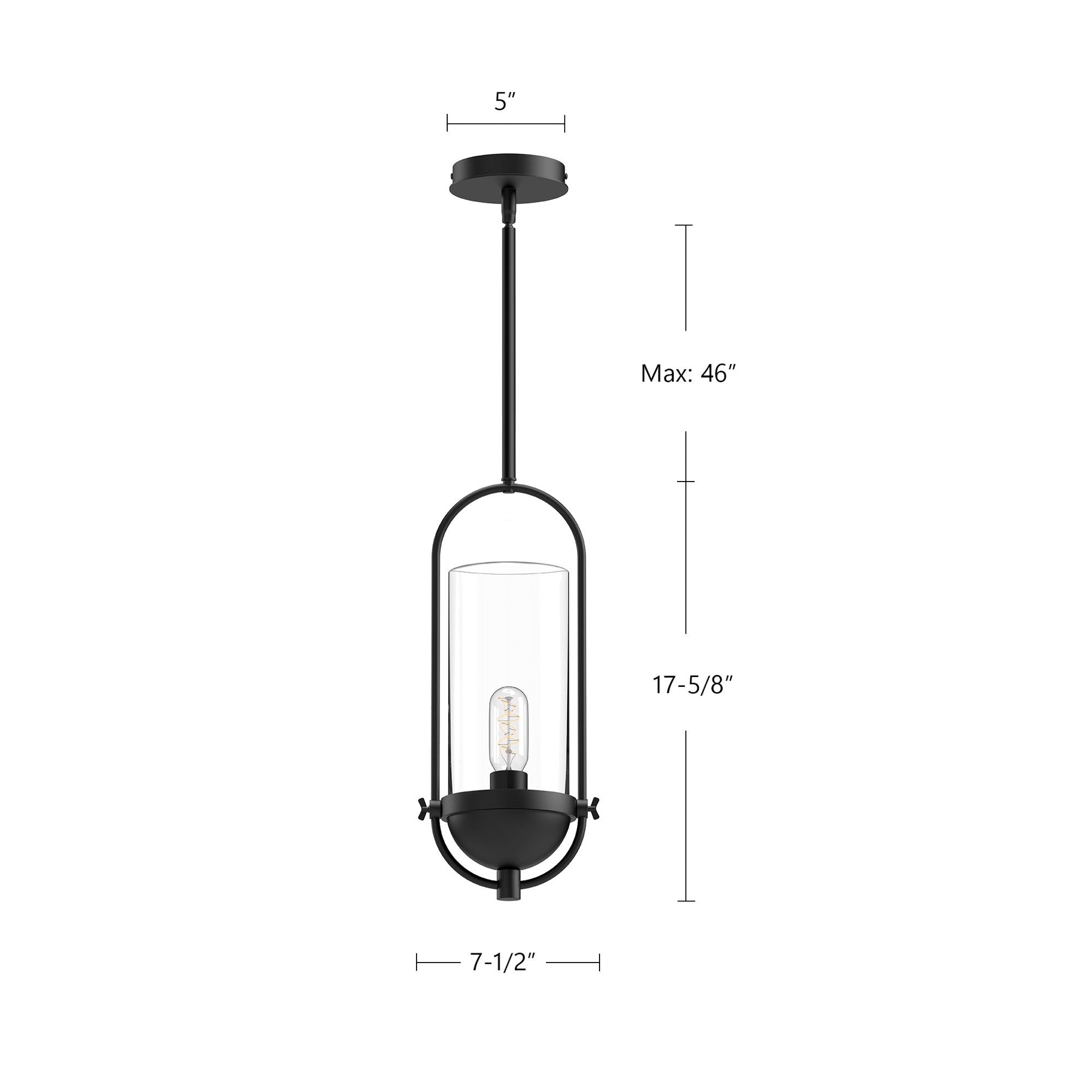 Cyrus 8-in Clear Glass/Matte Black 1 Light Pendant