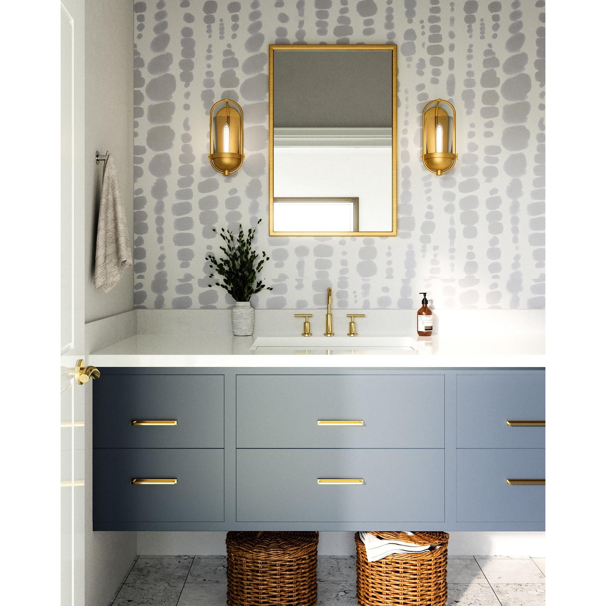 Cyrus 7-in Aged Gold/Clear Glass 1 Light Wall/Vanity