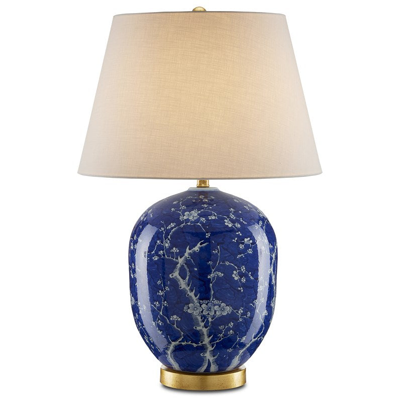Currey Company Sakura Table Lamp 6000-0793 - Blue, White, Gold Leaf