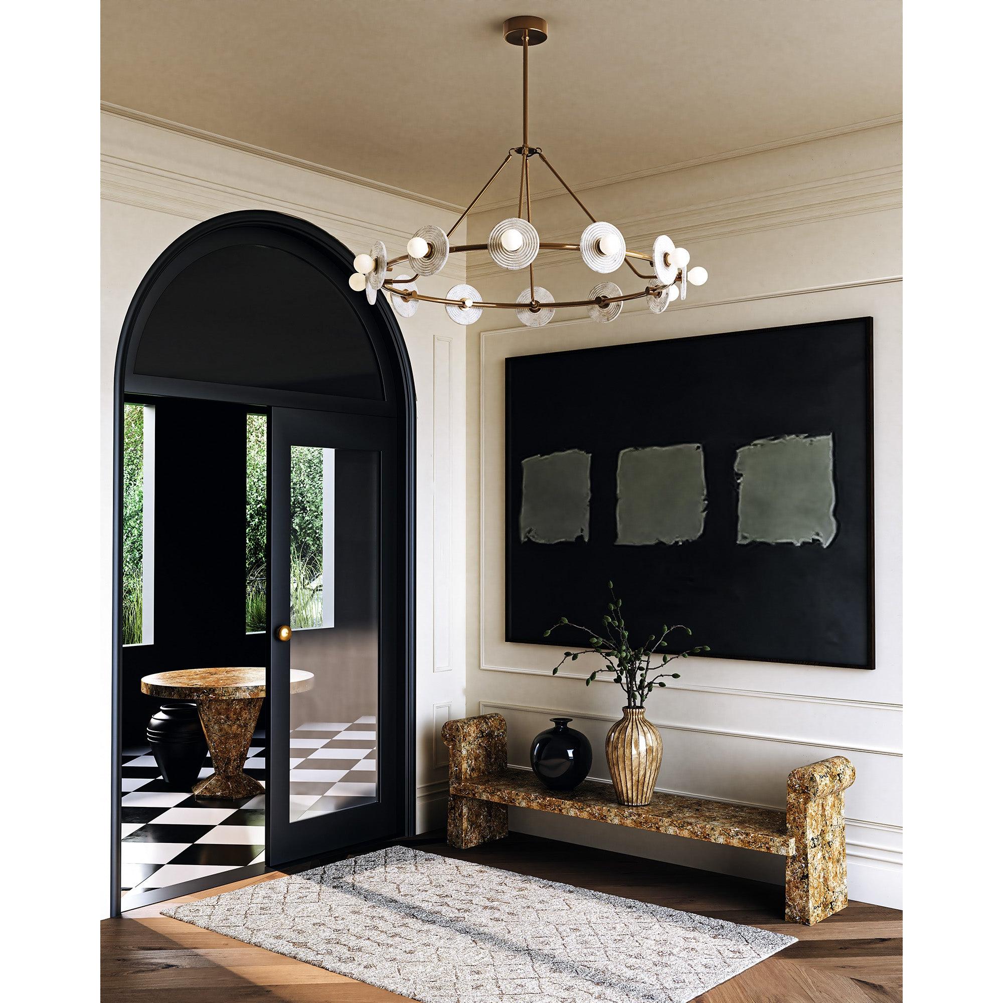 Dahlia 46-in Vintage Brass/Alabaster LED Chandeliers