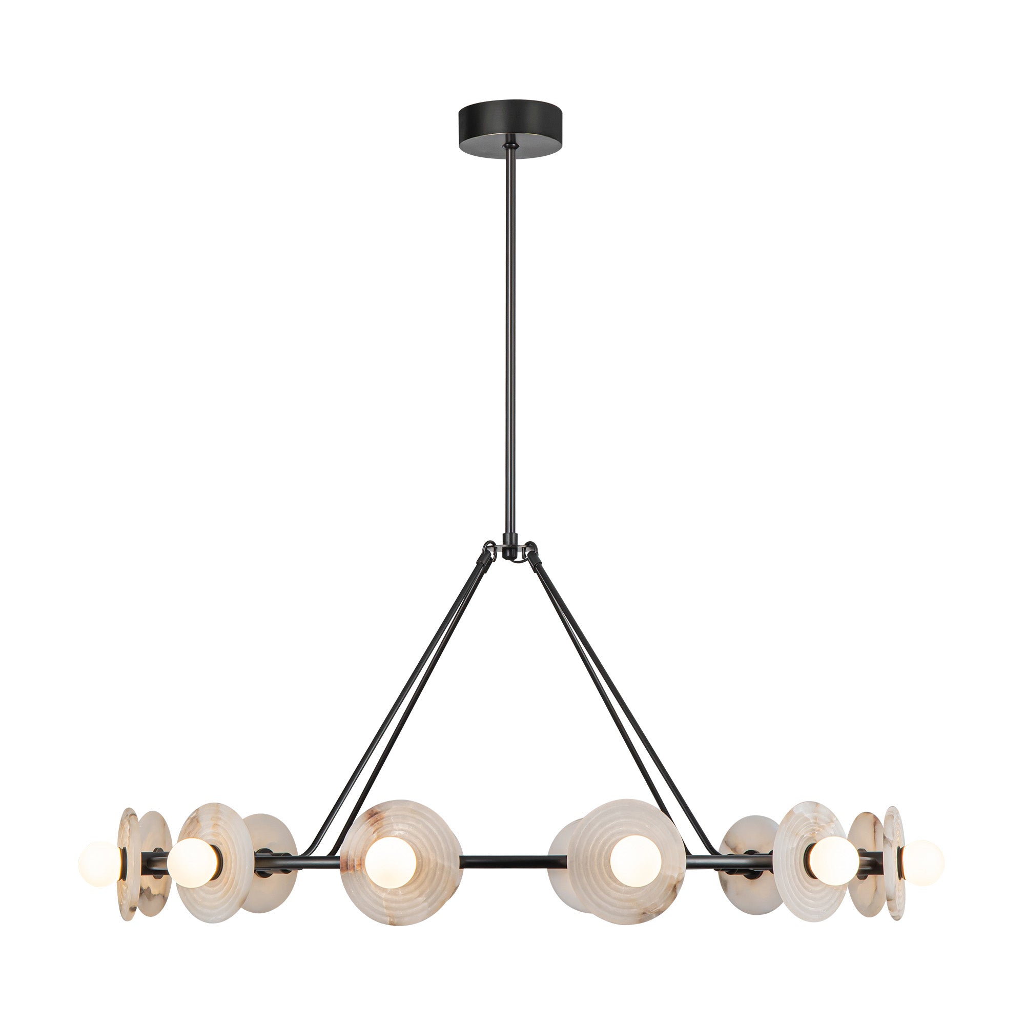 Dahlia 46-in Urban Bronze/Alabaster LED Chandeliers