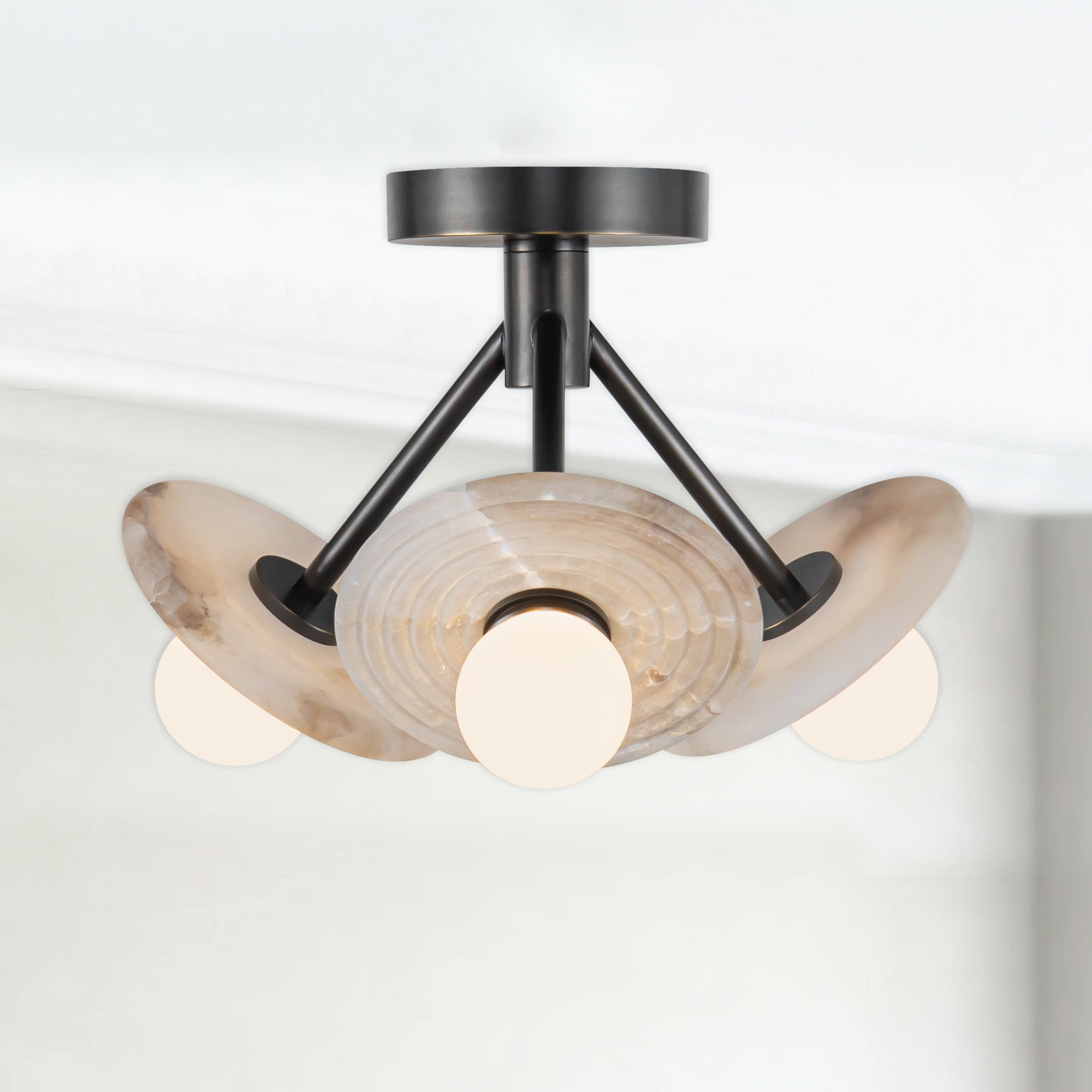Dahlia 13-in Urban Bronze/Alabaster LED Semi Flush Mount