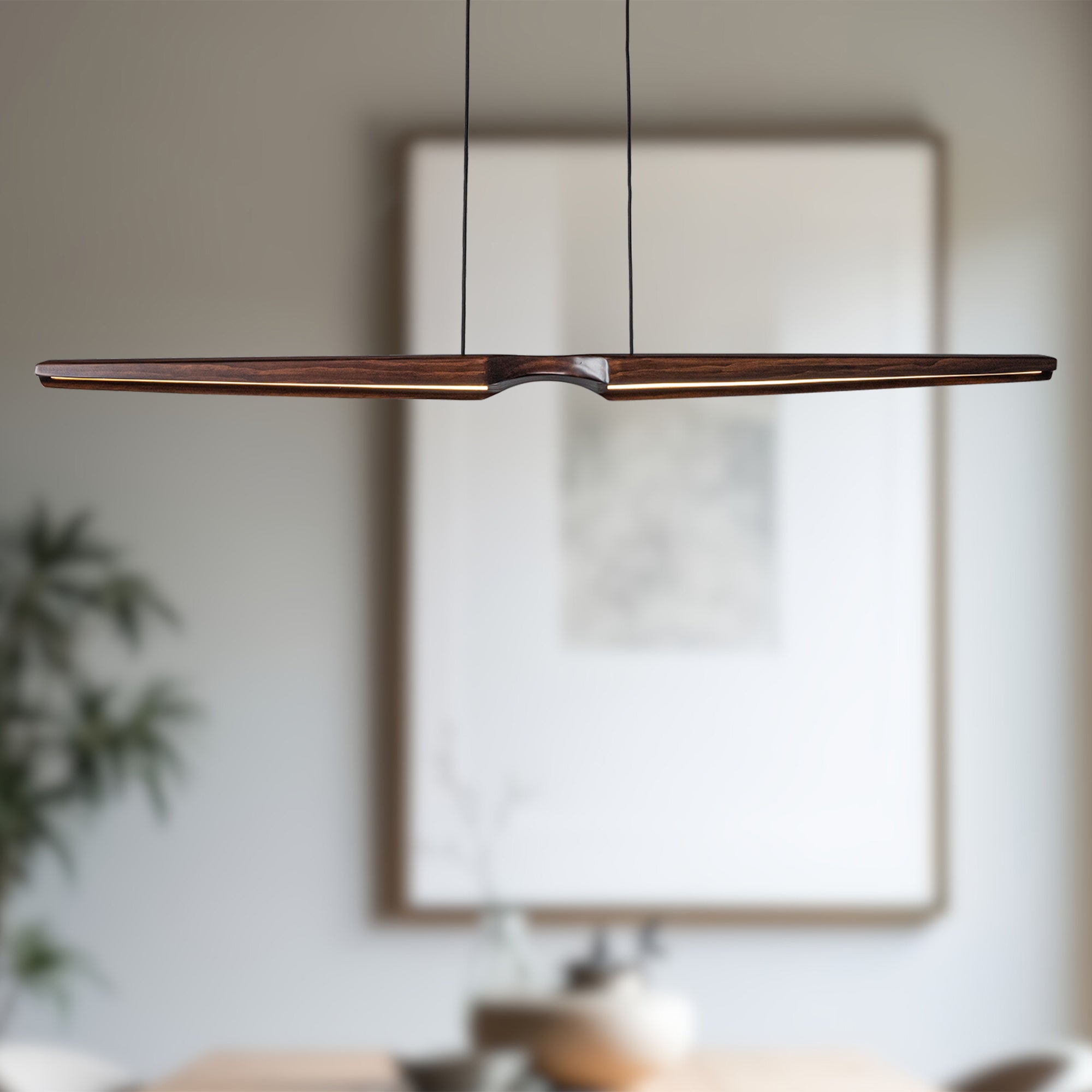 Dakota 42-in Walnut LED Linear Pendant