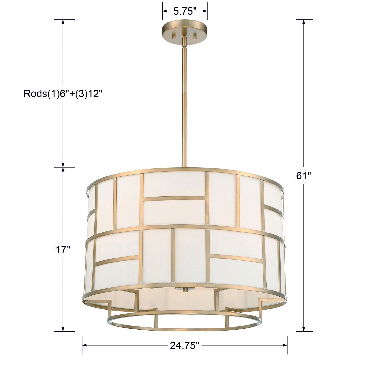 Crystorama Danielson DAN-406-VG – 24.75 Inch – 6 Light – Chandelier – Vibrant Gold – Dry Rated