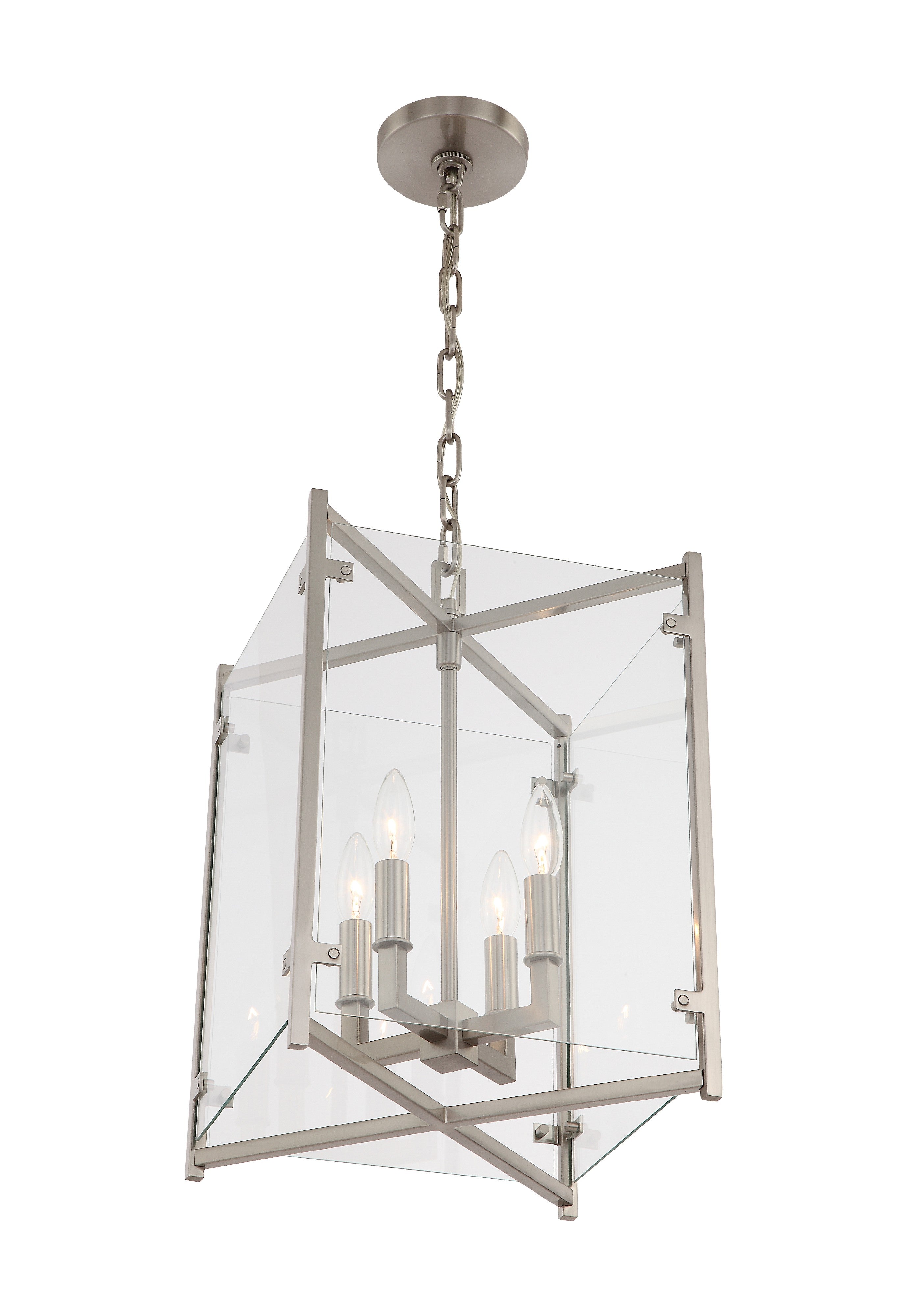 Crystorama Danbury DAN-8796-BN – 12 Inch – 4 Light – Pendant Light – Brushed Nickel – Dry Rated