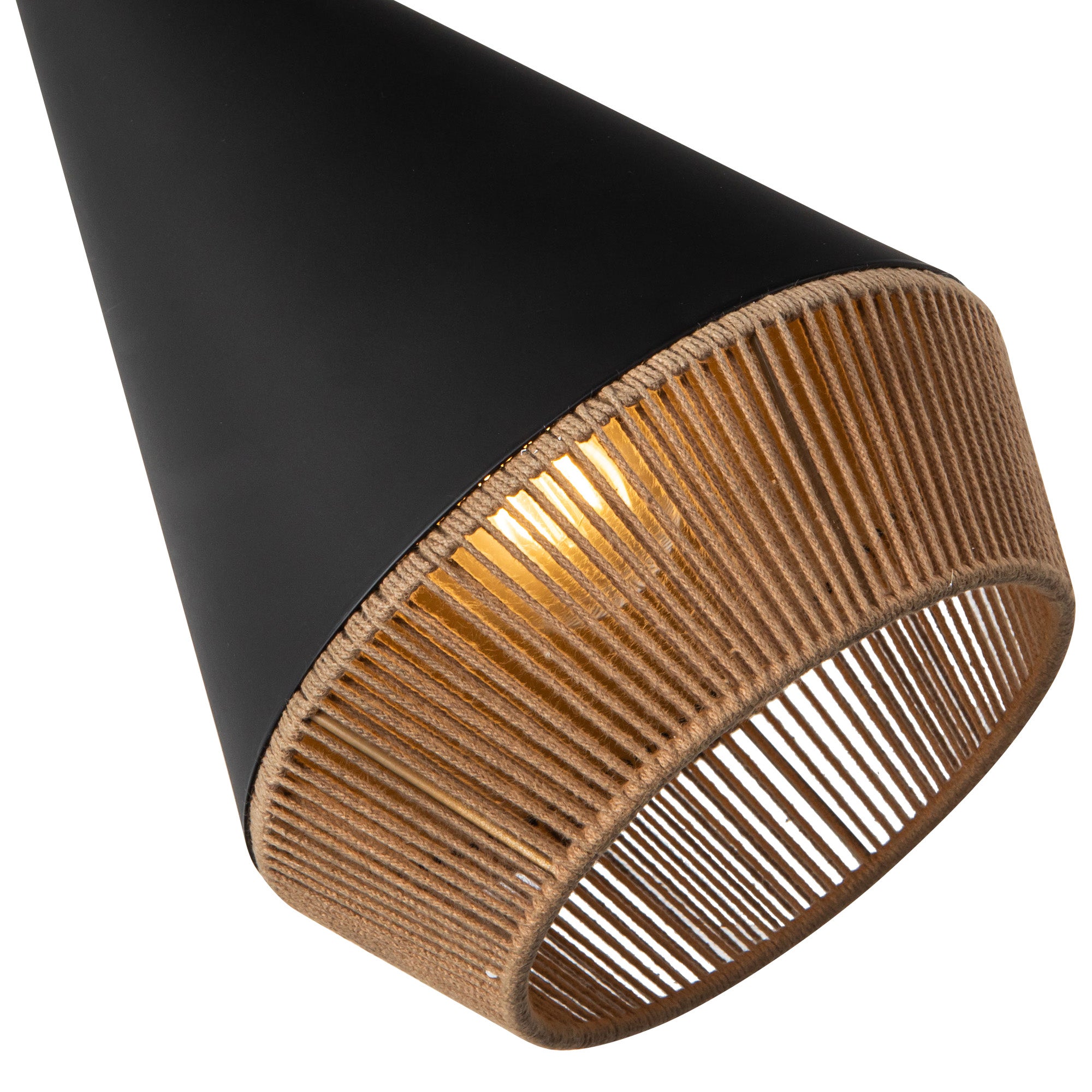 Daphne 7-in Matte Black/Brown Cotton Rope 1 Light Pendant