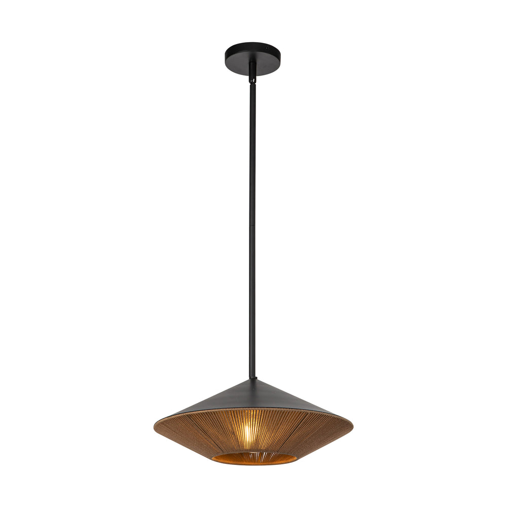 ALORA MOOD Lighting PD633215MBBR Pendant, 1 Light, Matte Black/Brown Cotton Rope