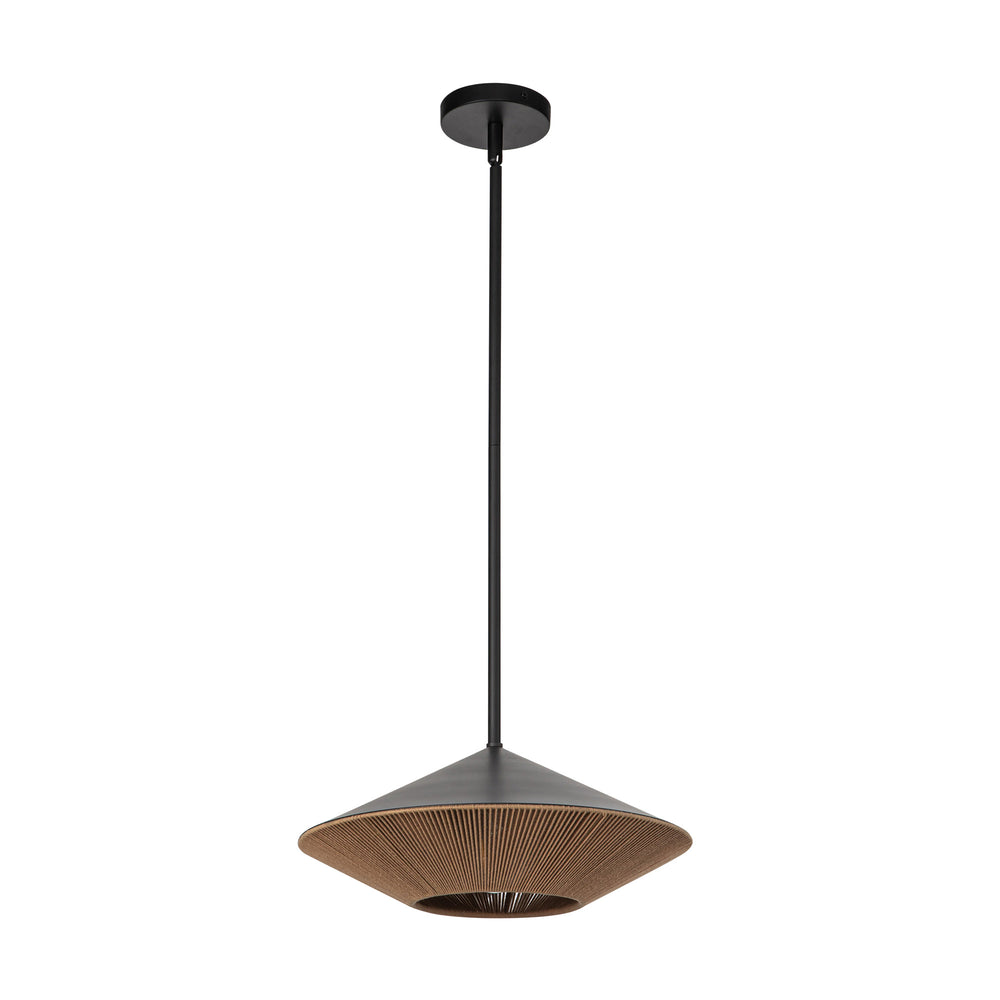 ALORA MOOD Lighting PD633215MBBR Pendant, 1 Light, Matte Black/Brown Cotton Rope