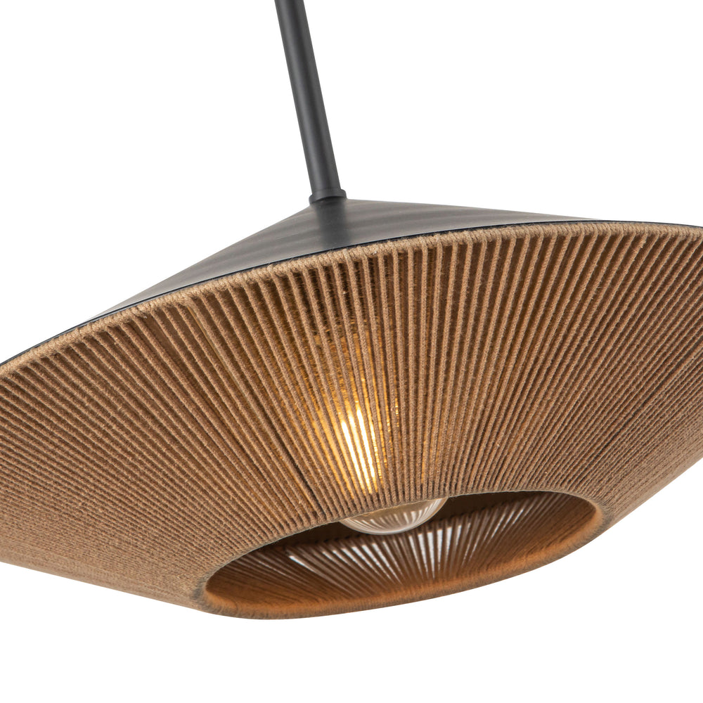 ALORA MOOD Lighting PD633215MBBR Pendant, 1 Light, Matte Black/Brown Cotton Rope
