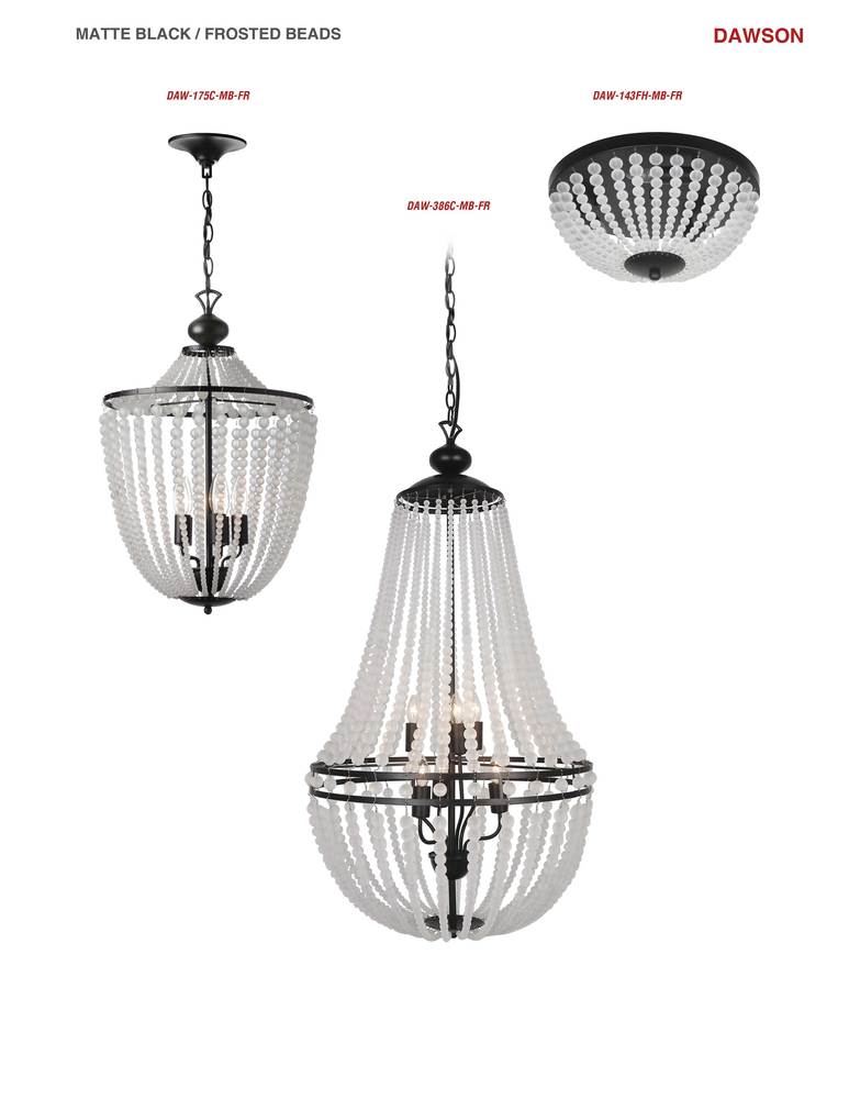 Dainolite DAWSON DAW-386C-MB-FR Chandelier Transitional - Matte Black