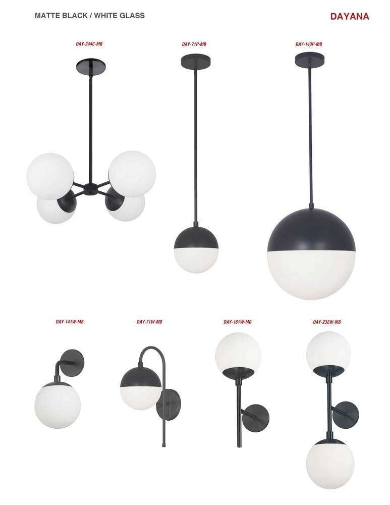 Dainolite DAYANA DAY-244C-MB Chandelier Transitional - Matte Black