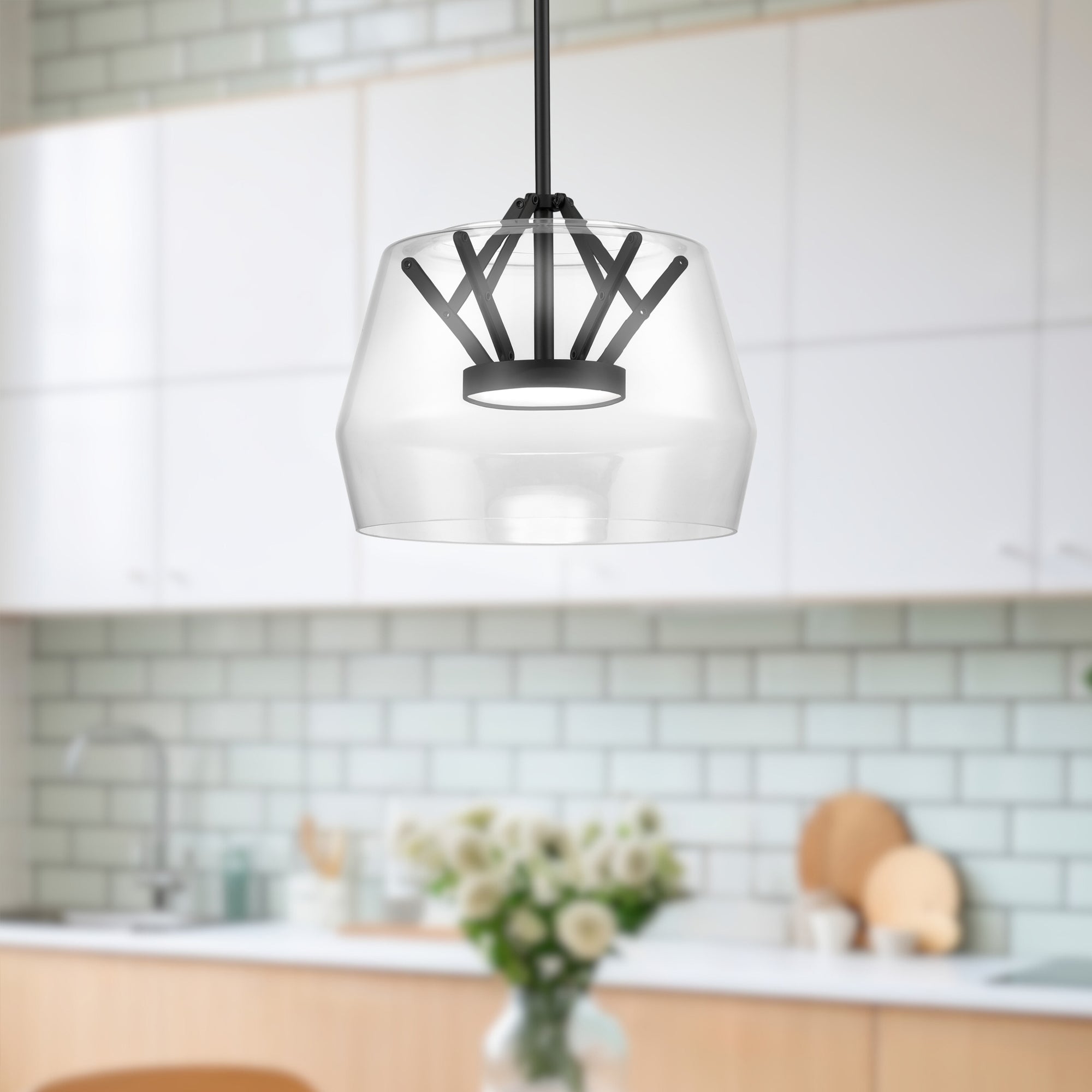 Deco 12-in Clear/Black LED Pendant