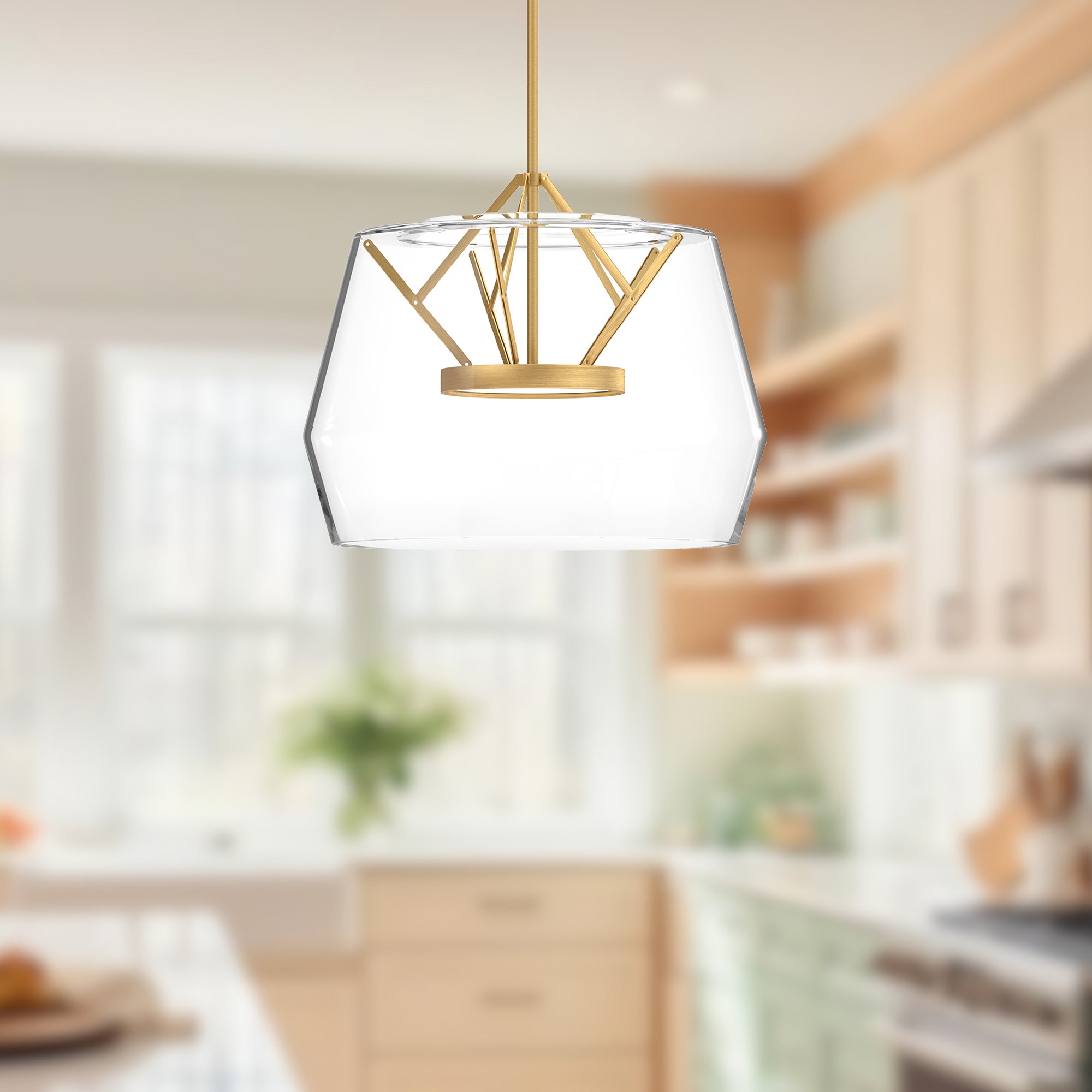 Deco 18-in Clear/Brushed Gold LED Pendant