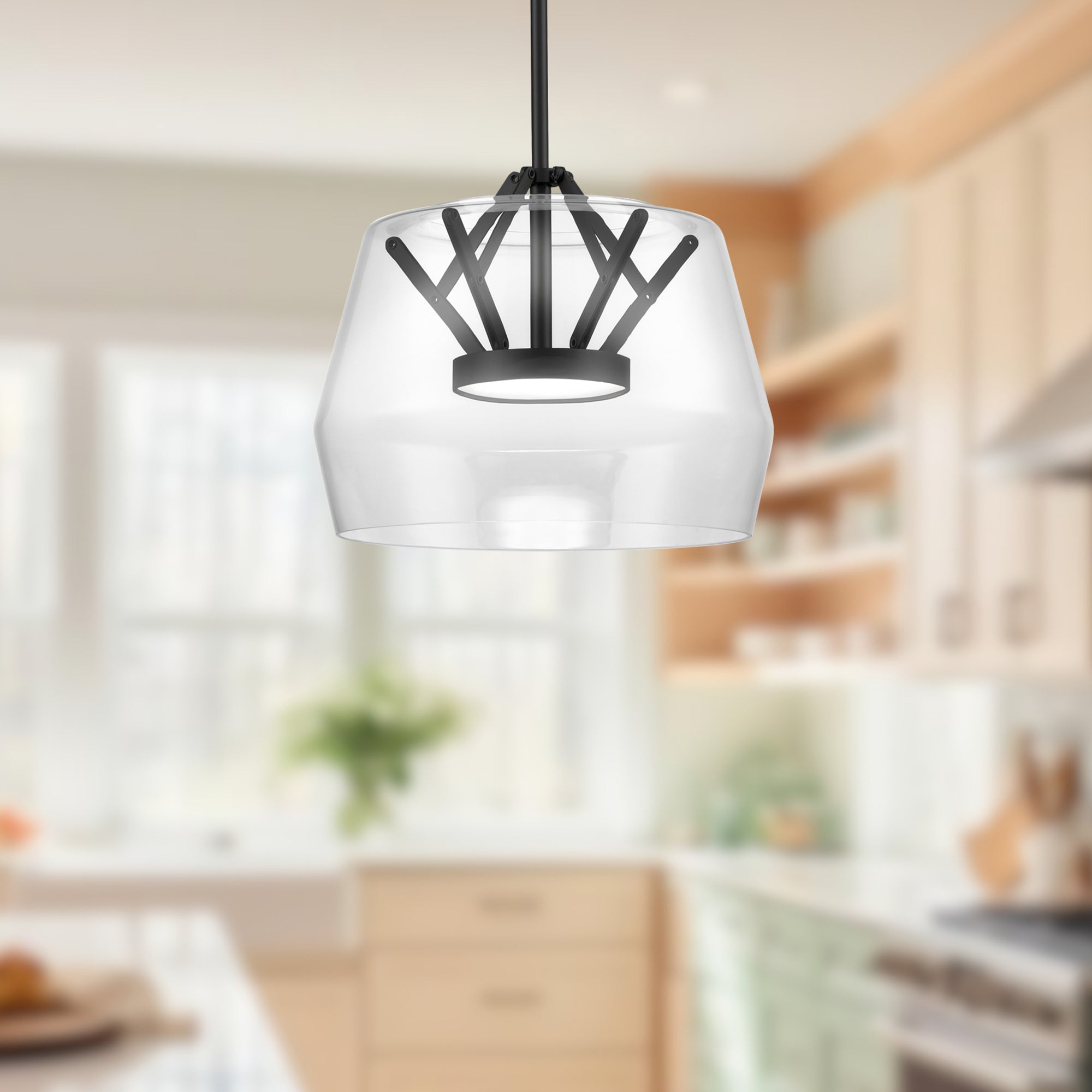 Deco 18-in Clear/Black LED Pendant