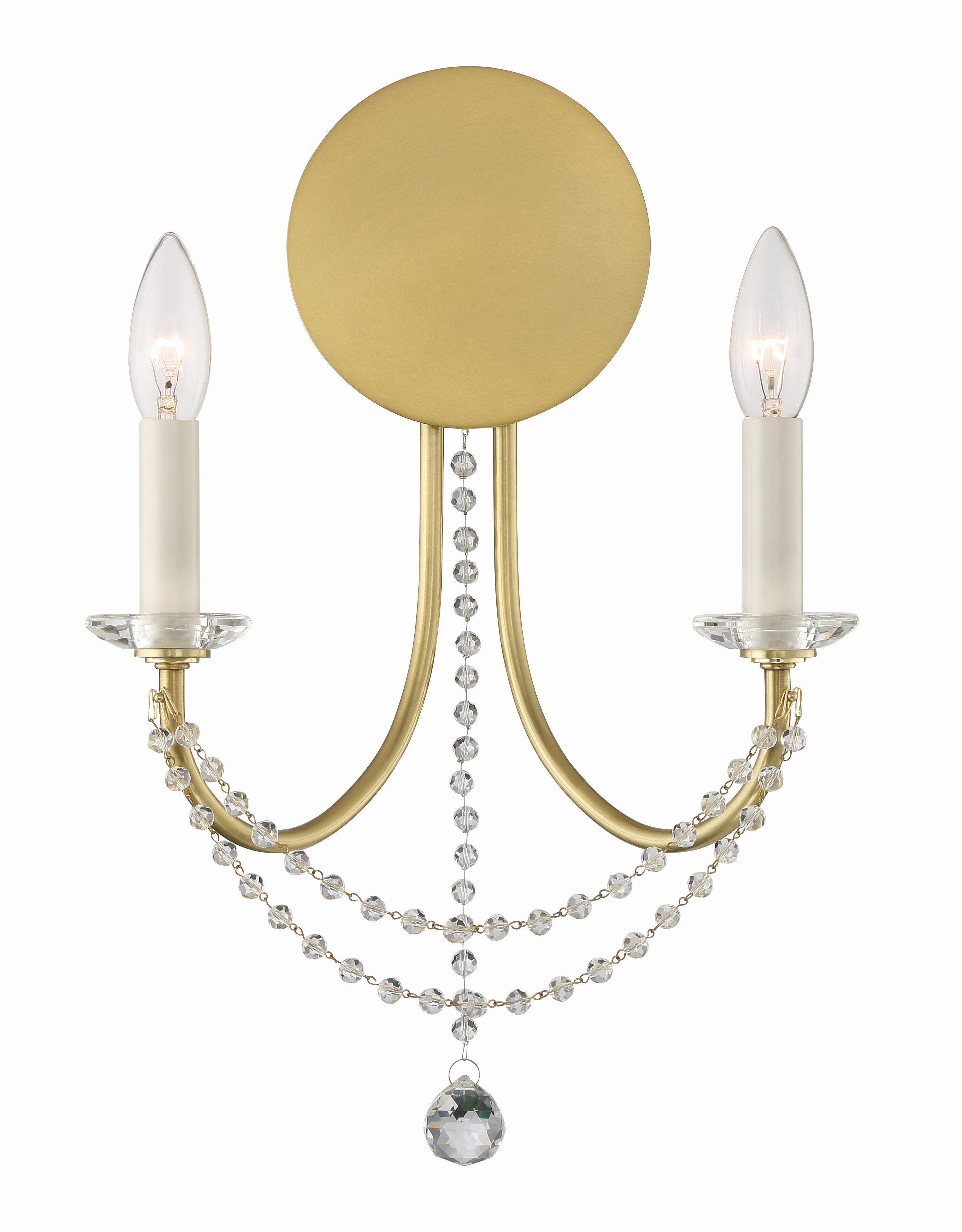 Crystorama Delilah DEL-90802-AG – 12.25 Inch – 2 Light – Sconce – Aged Brass – Damp Rated