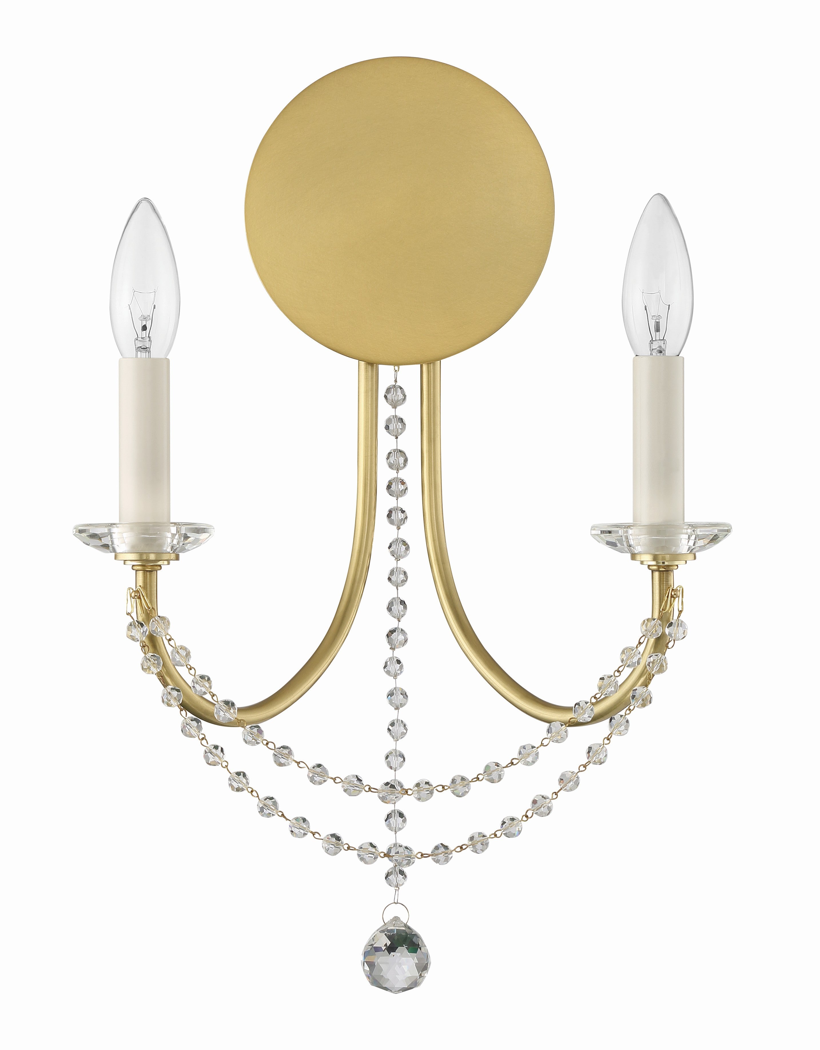 Crystorama Delilah DEL-90802-AG – 12.25 Inch – 2 Light – Sconce – Aged Brass – Damp Rated