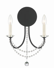 Crystorama Delilah DEL-90802-MK – 12.25 Inch – 2 Light – Sconce – Matte Black – Damp Rated