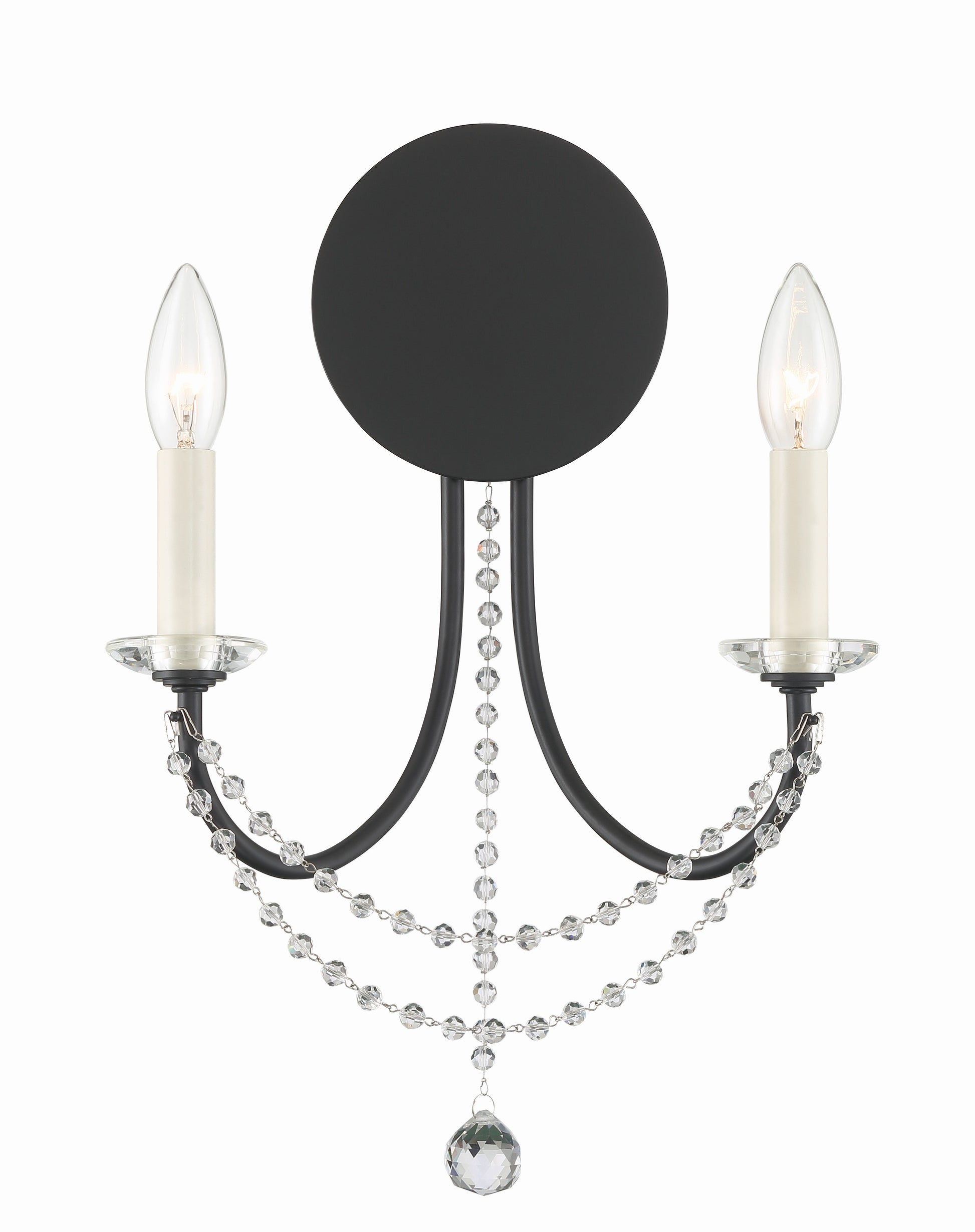 Crystorama Delilah DEL-90802-MK – 12.25 Inch – 2 Light – Sconce – Matte Black – Damp Rated