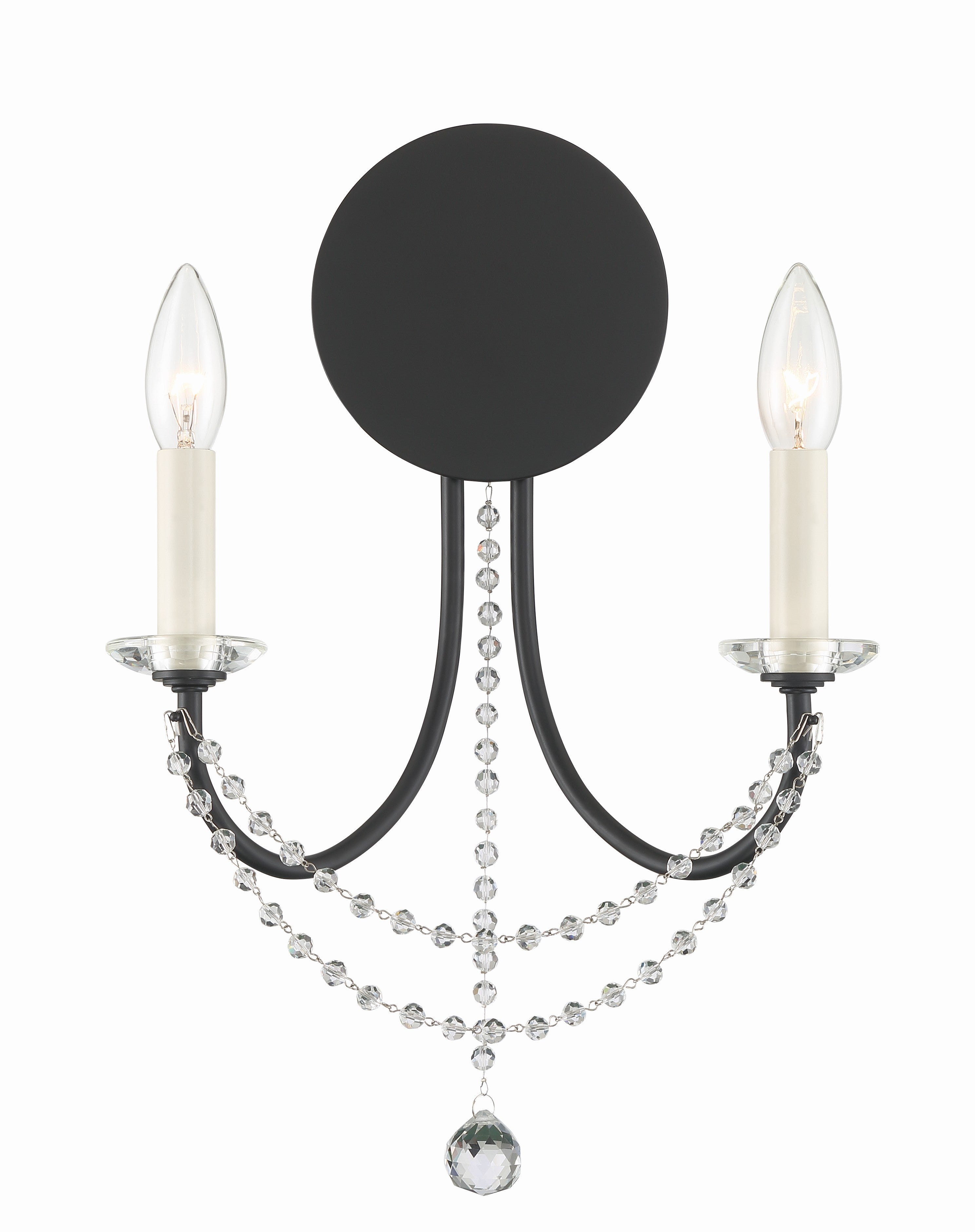 Crystorama Delilah DEL-90802-MK – 12.25 Inch – 2 Light – Sconce – Matte Black – Damp Rated