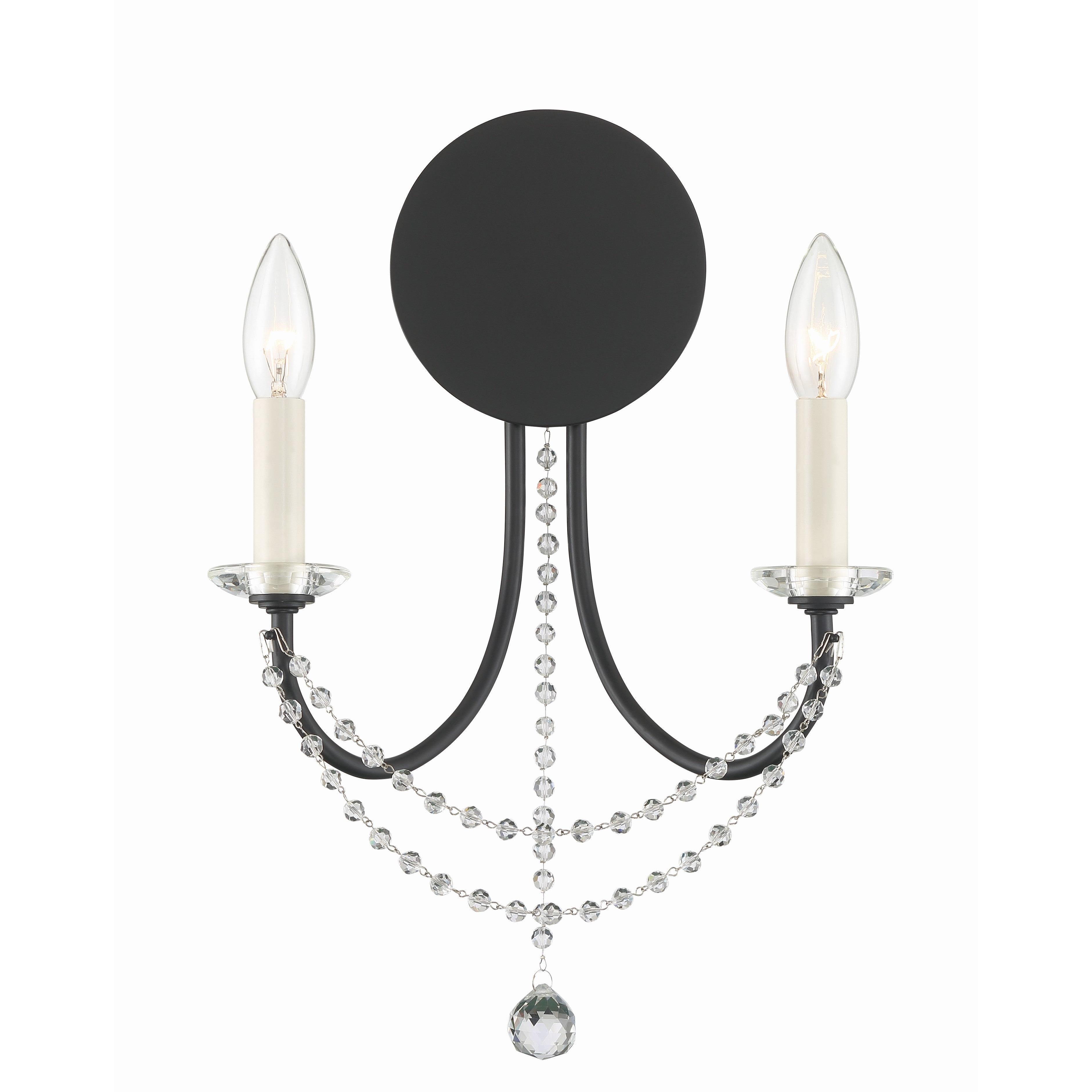 Crystorama Delilah DEL-90802-MK – 12.25 Inch – 2 Light – Sconce – Matte Black – Damp Rated