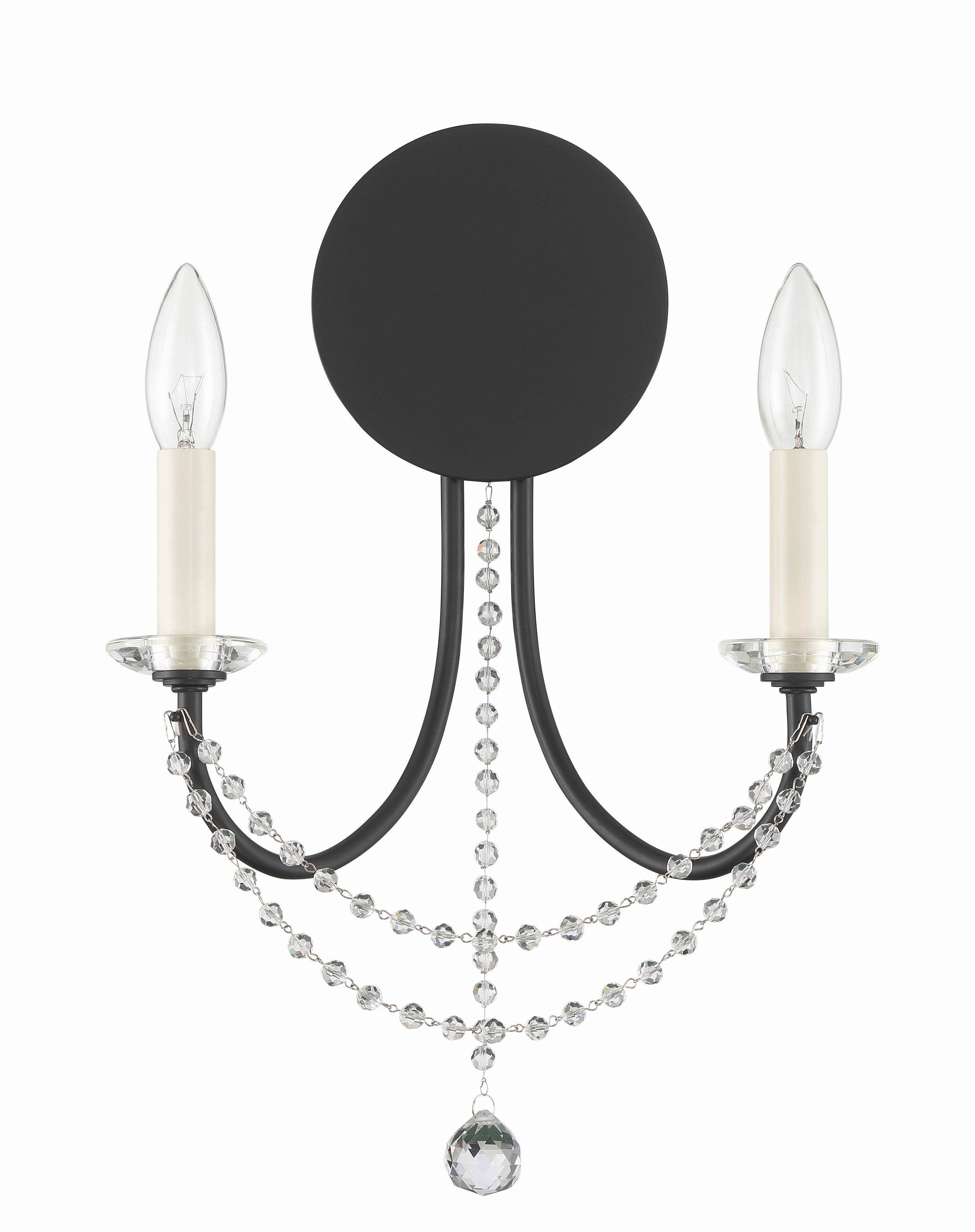 Crystorama Delilah DEL-90802-MK – 12.25 Inch – 2 Light – Sconce – Matte Black – Damp Rated