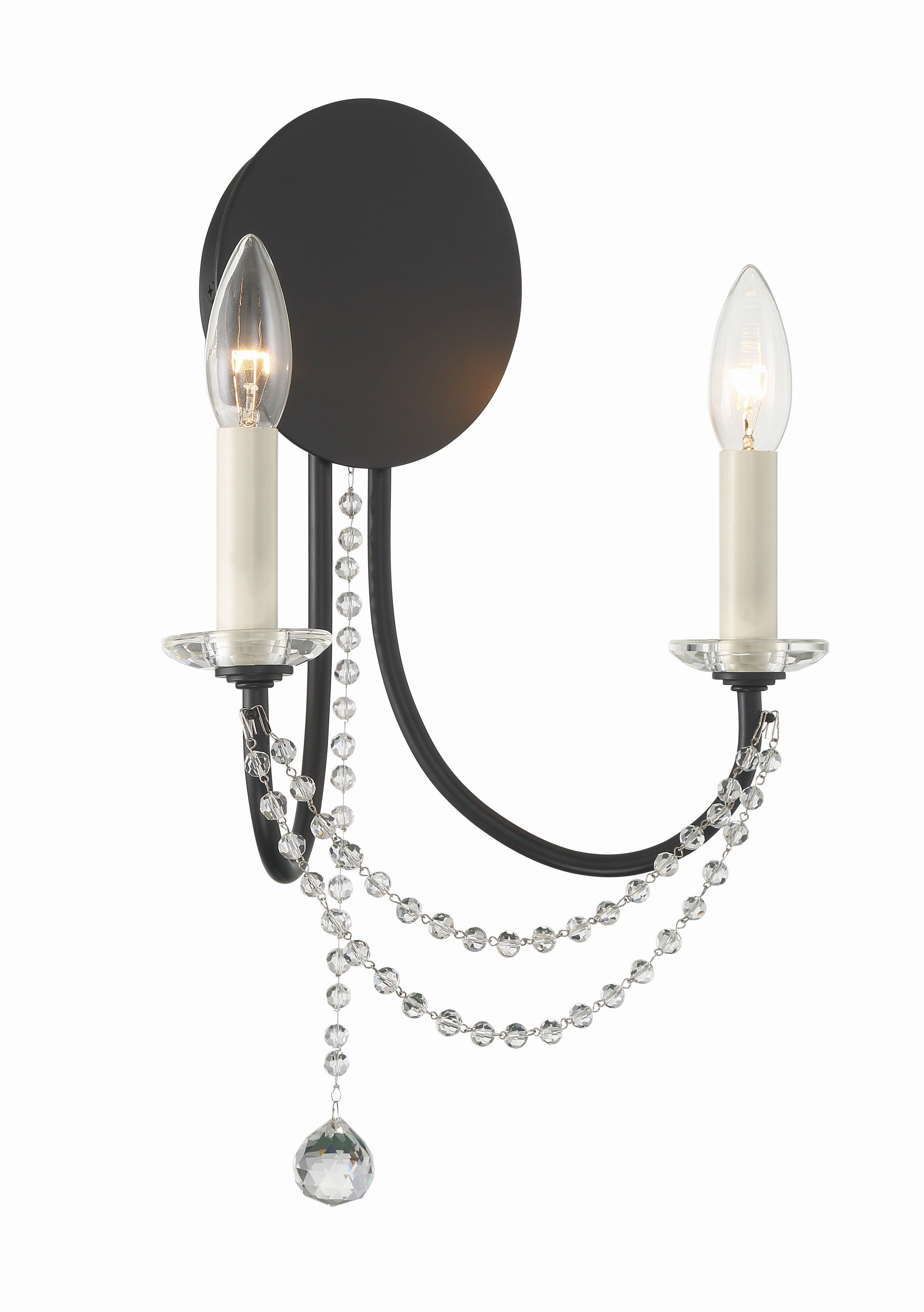 Crystorama Delilah DEL-90802-MK – 12.25 Inch – 2 Light – Sconce – Matte Black – Damp Rated