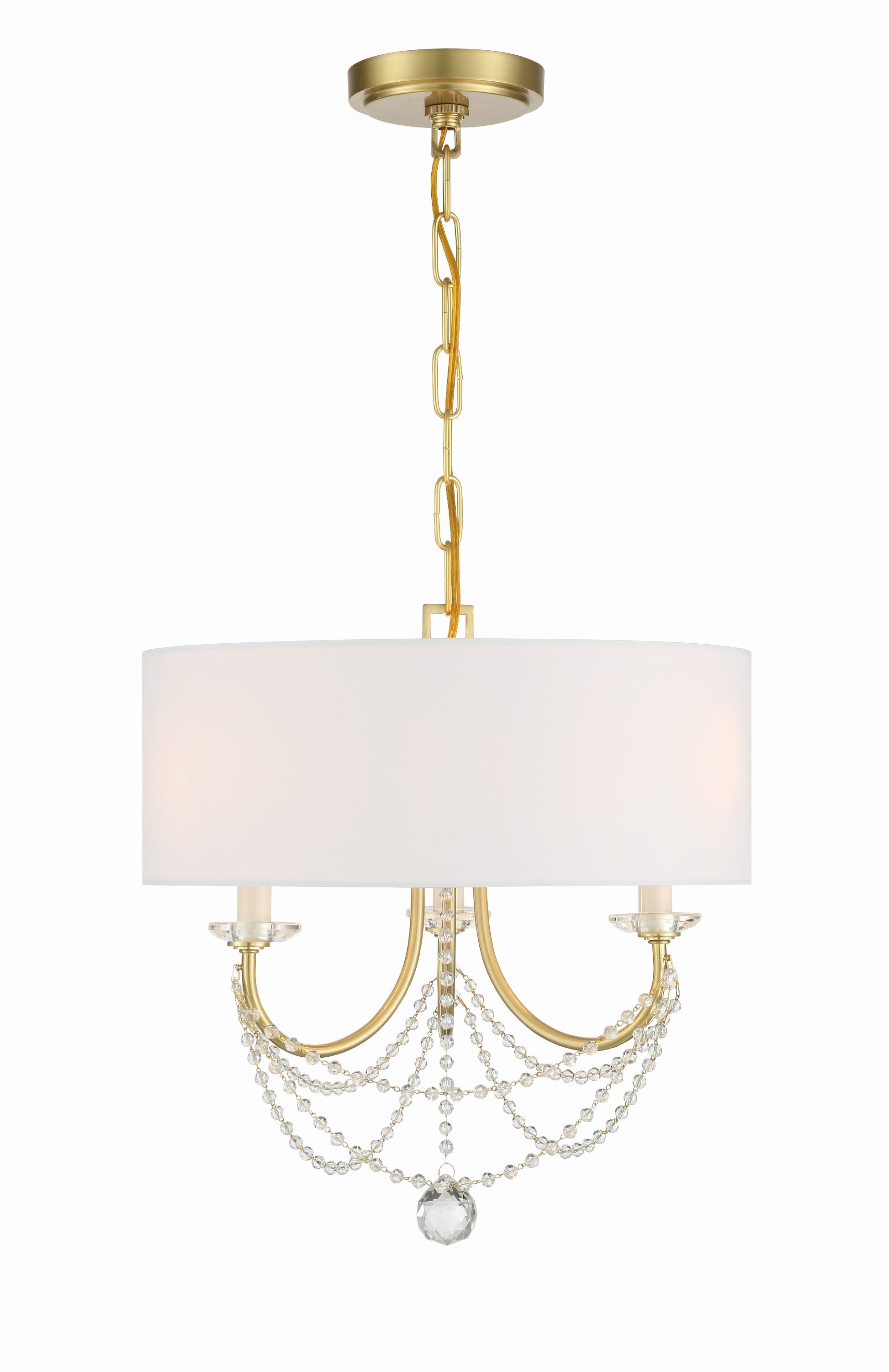 Crystorama Delilah DEL-90803-AG – 15.75 Inch – 3 Light – Chandelier – Aged Brass – Damp Rated