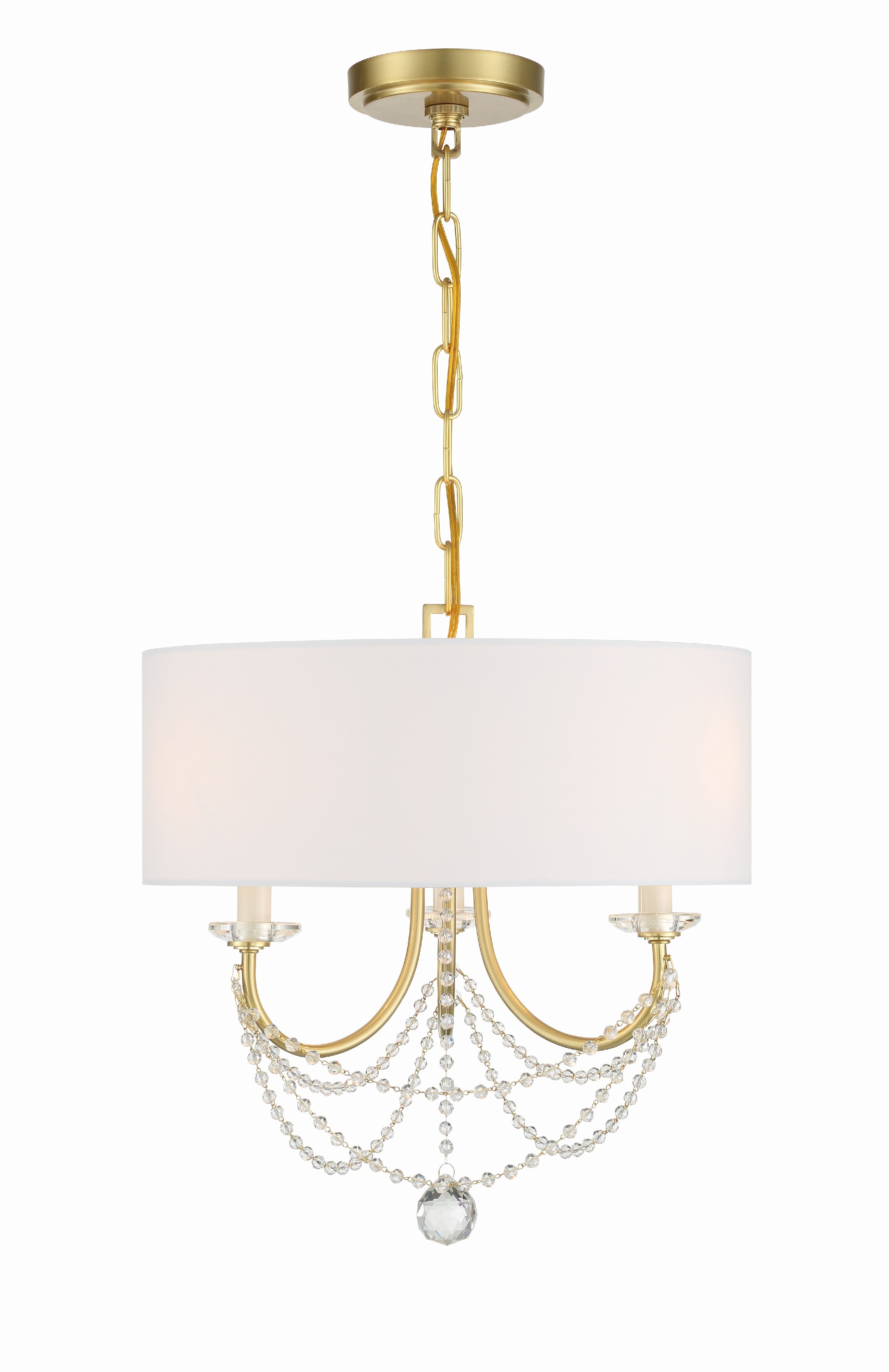 Crystorama Delilah DEL-90803-AG – 15.75 Inch – 3 Light – Chandelier – Aged Brass – Damp Rated