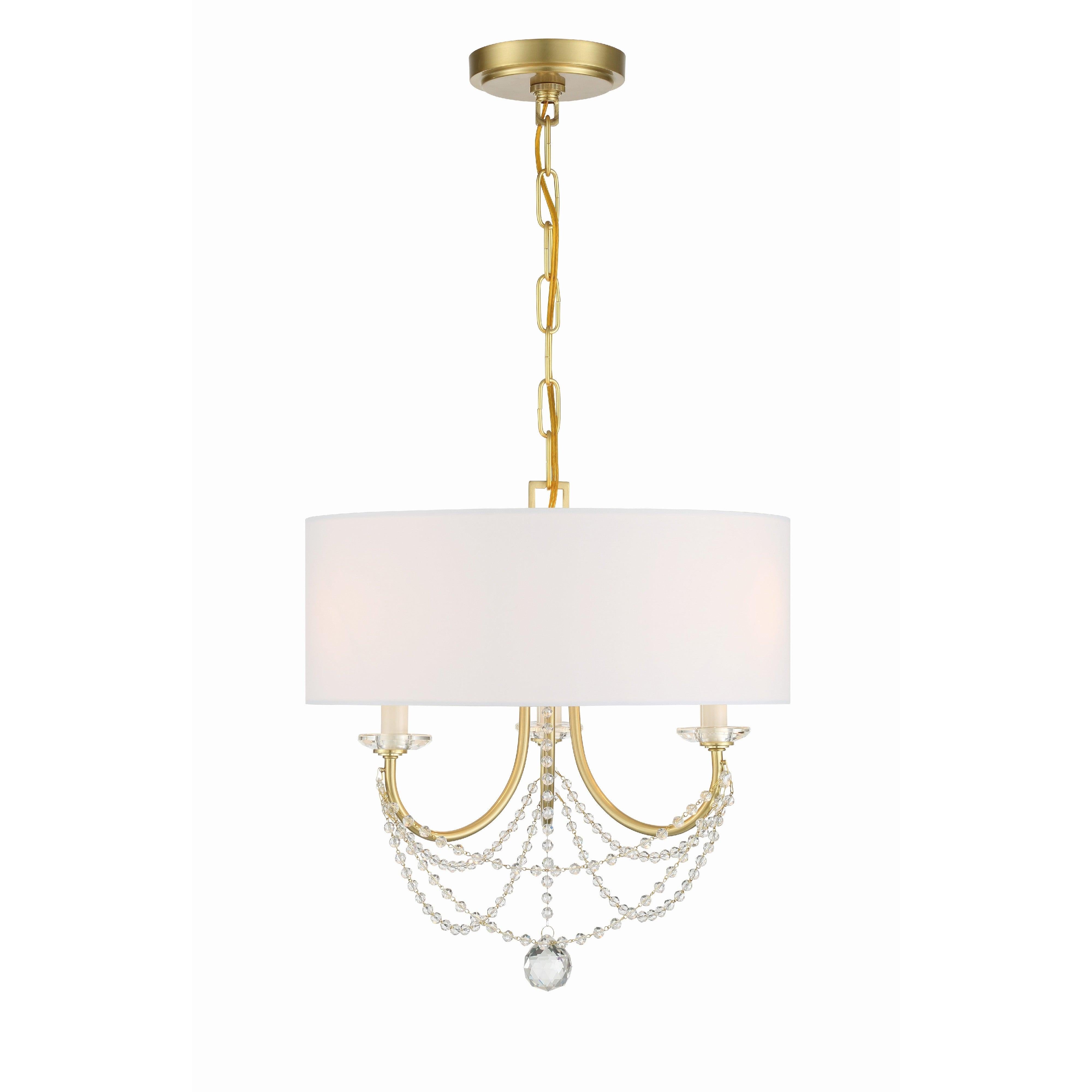 Crystorama Delilah DEL-90803-AG – 15.75 Inch – 3 Light – Chandelier – Aged Brass – Damp Rated