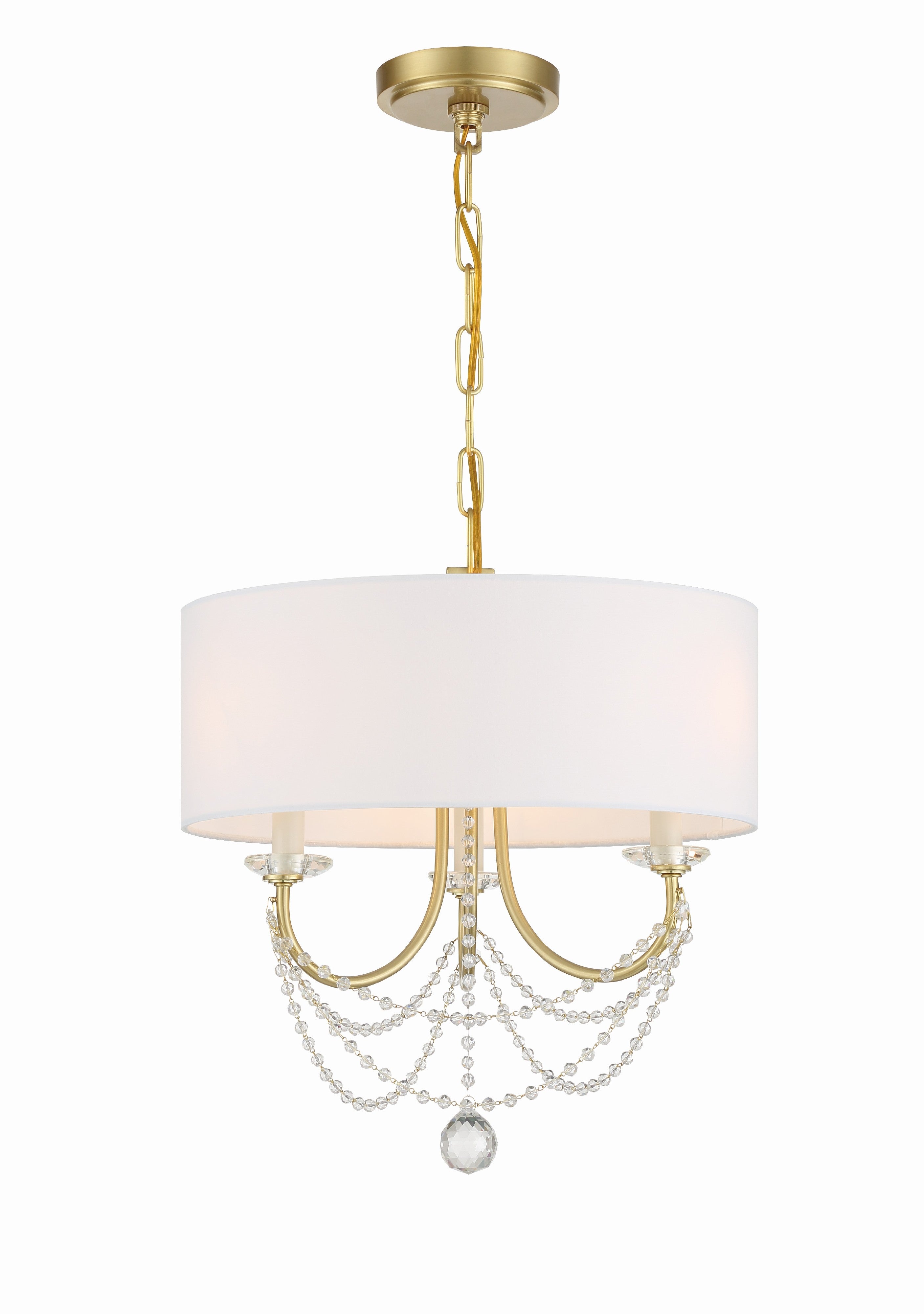 Crystorama Delilah DEL-90803-AG – 15.75 Inch – 3 Light – Chandelier – Aged Brass – Damp Rated