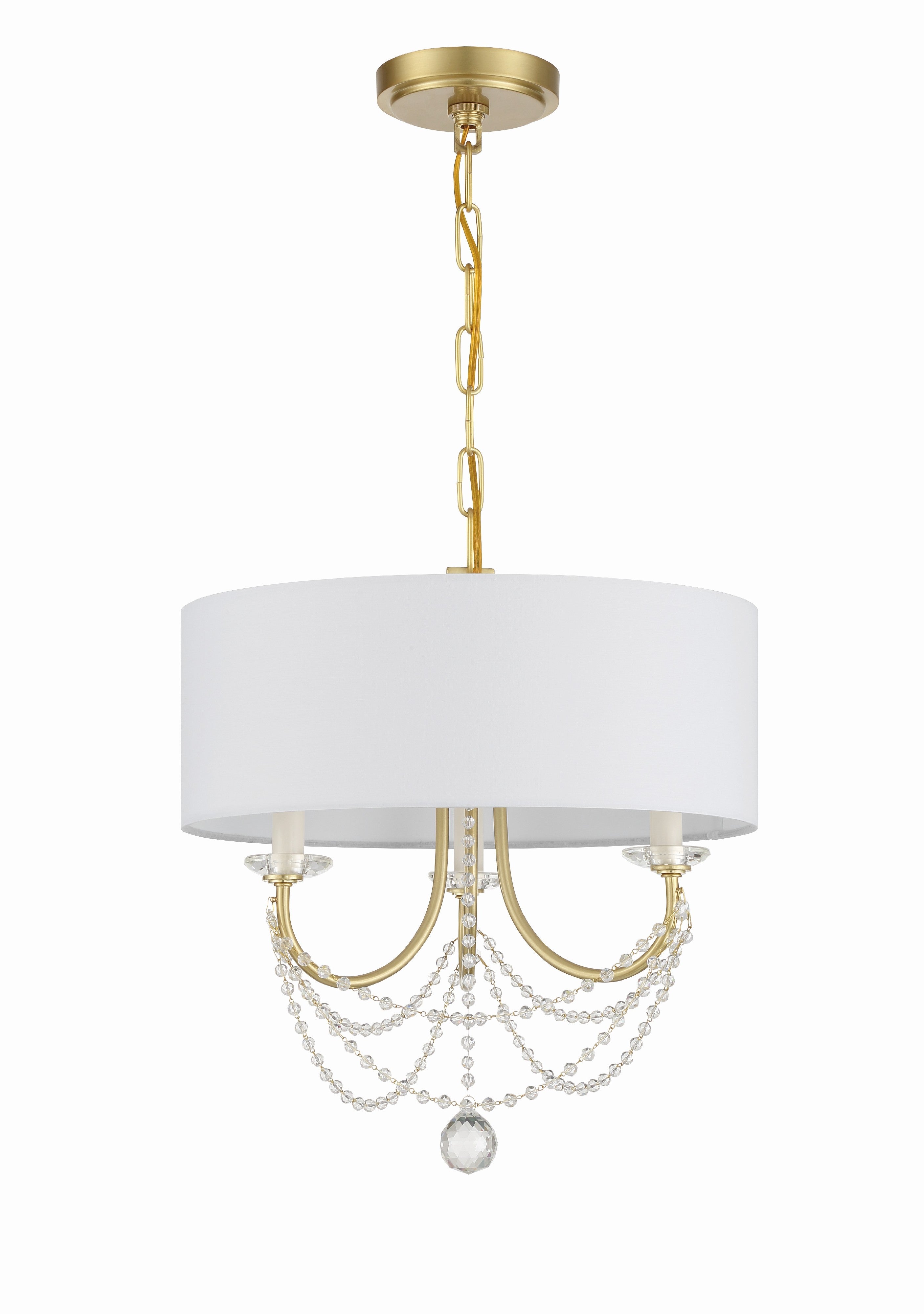Crystorama Delilah DEL-90803-AG – 15.75 Inch – 3 Light – Chandelier – Aged Brass – Damp Rated