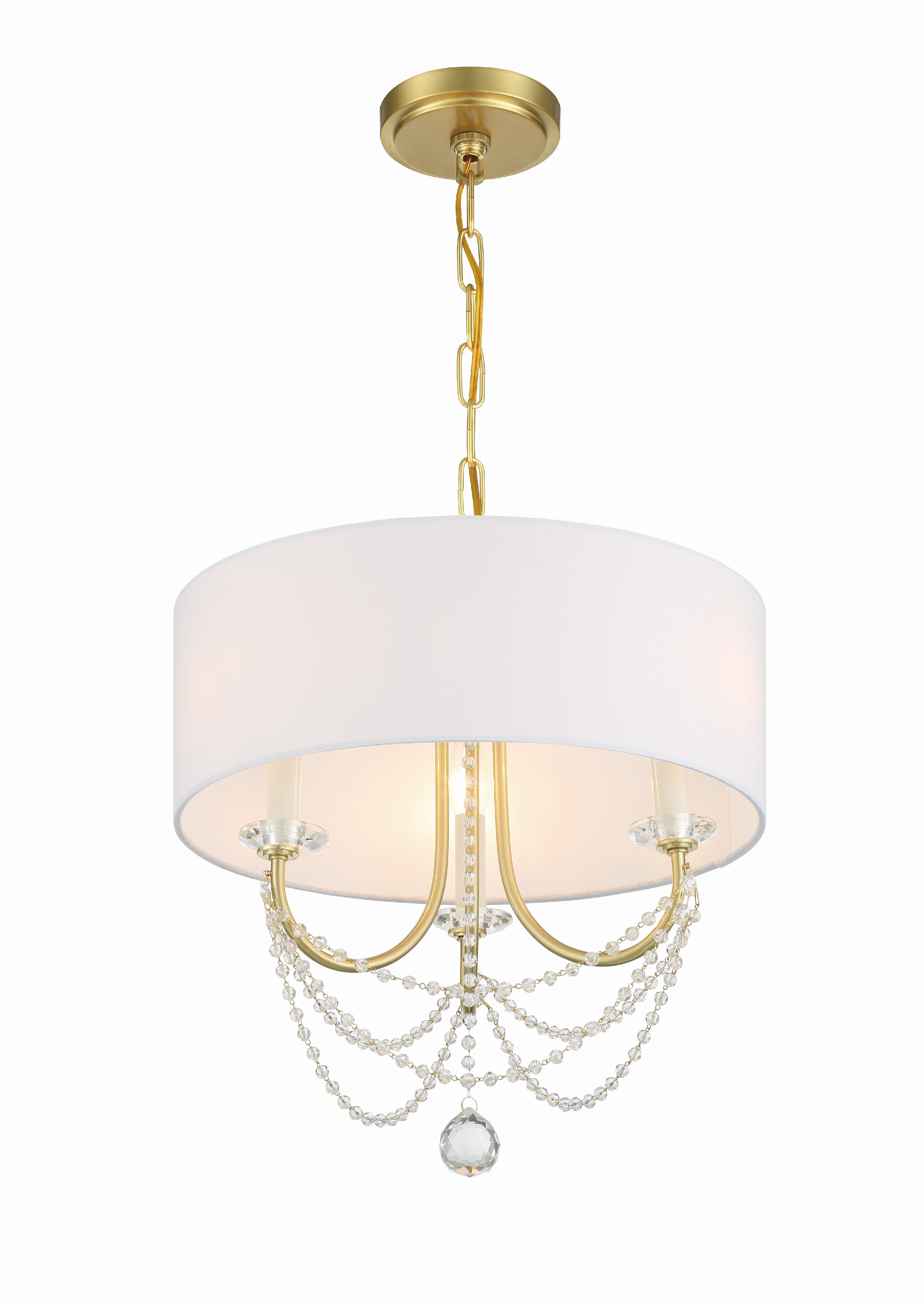 Crystorama Delilah DEL-90803-AG – 15.75 Inch – 3 Light – Chandelier – Aged Brass – Damp Rated