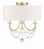 Crystorama Delilah DEL-90803-AG_CEILING – 15.75 Inch – 3 Light – Semi Flush Mount Light – Aged Brass – Damp Rated
