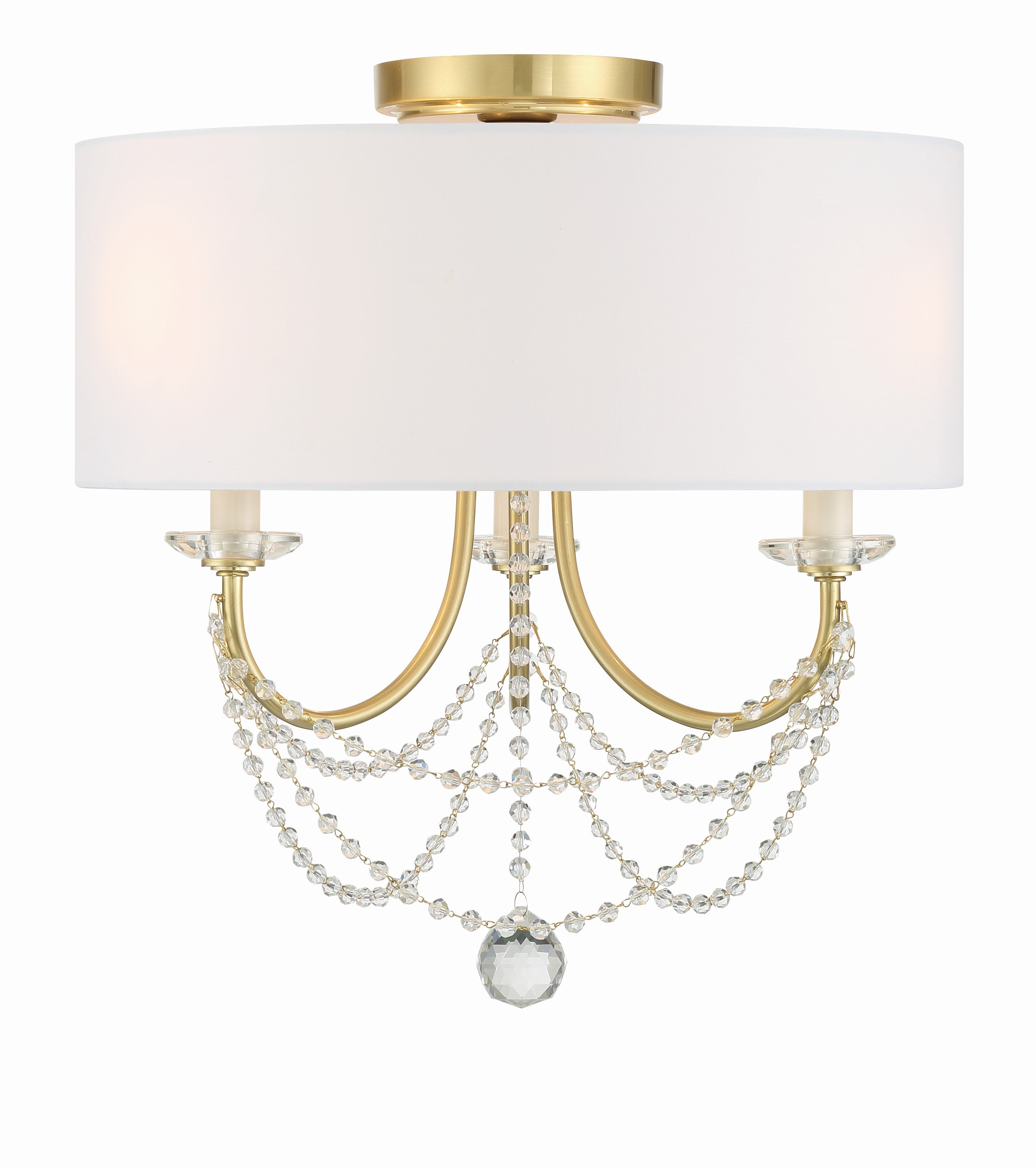 Crystorama Delilah DEL-90803-AG_CEILING – 15.75 Inch – 3 Light – Semi Flush Mount Light – Aged Brass – Damp Rated