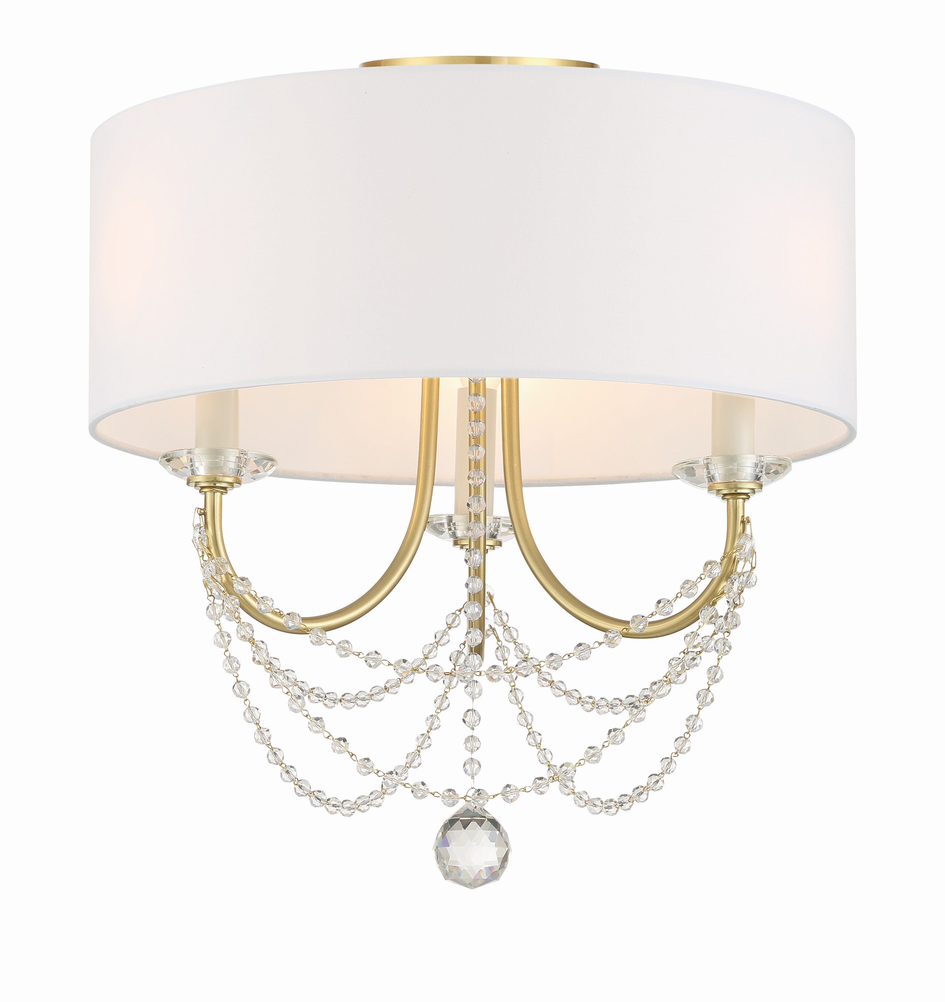 Crystorama Delilah DEL-90803-AG_CEILING – 15.75 Inch – 3 Light – Semi Flush Mount Light – Aged Brass – Damp Rated