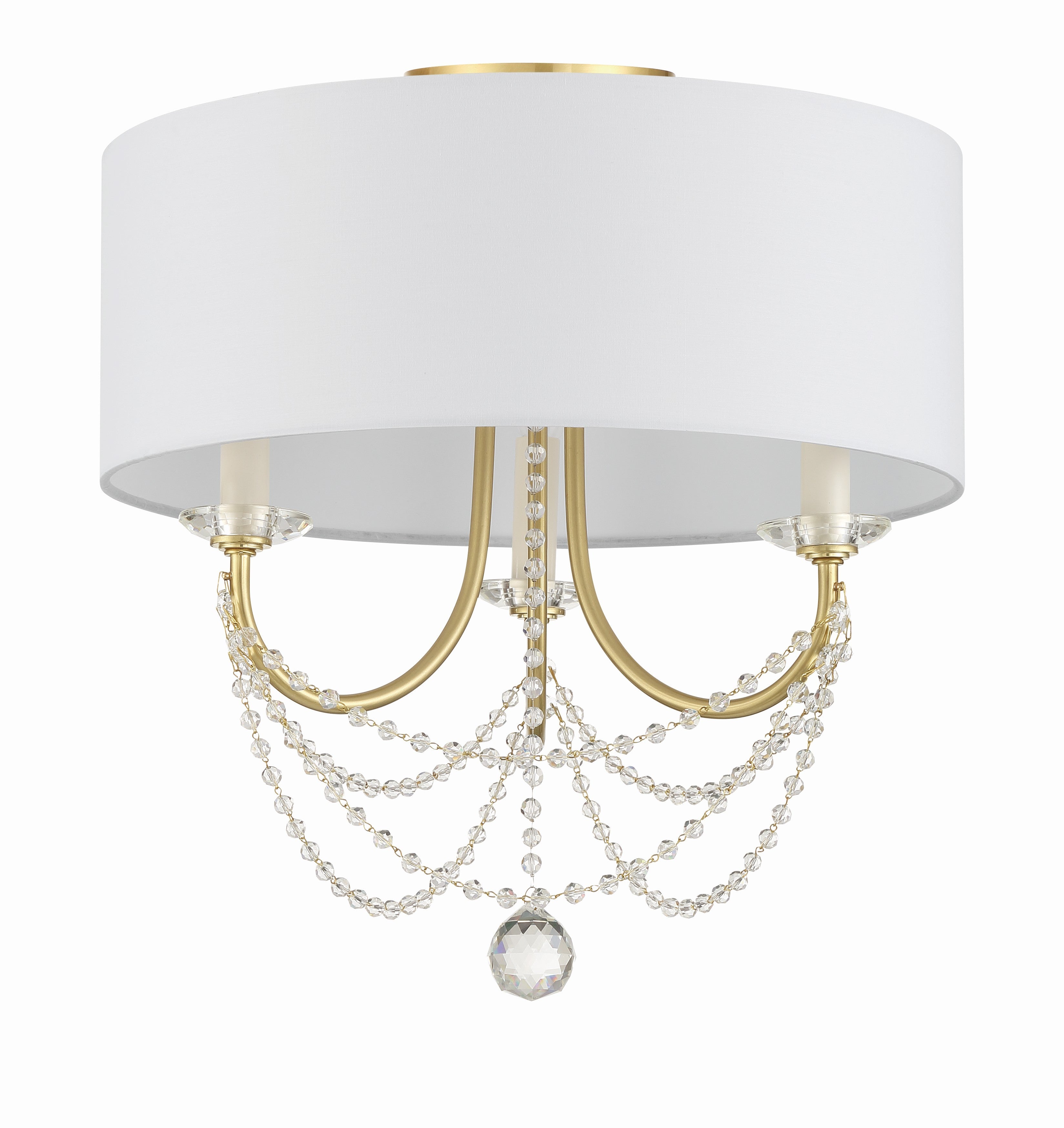 Crystorama Delilah DEL-90803-AG_CEILING – 15.75 Inch – 3 Light – Semi Flush Mount Light – Aged Brass – Damp Rated